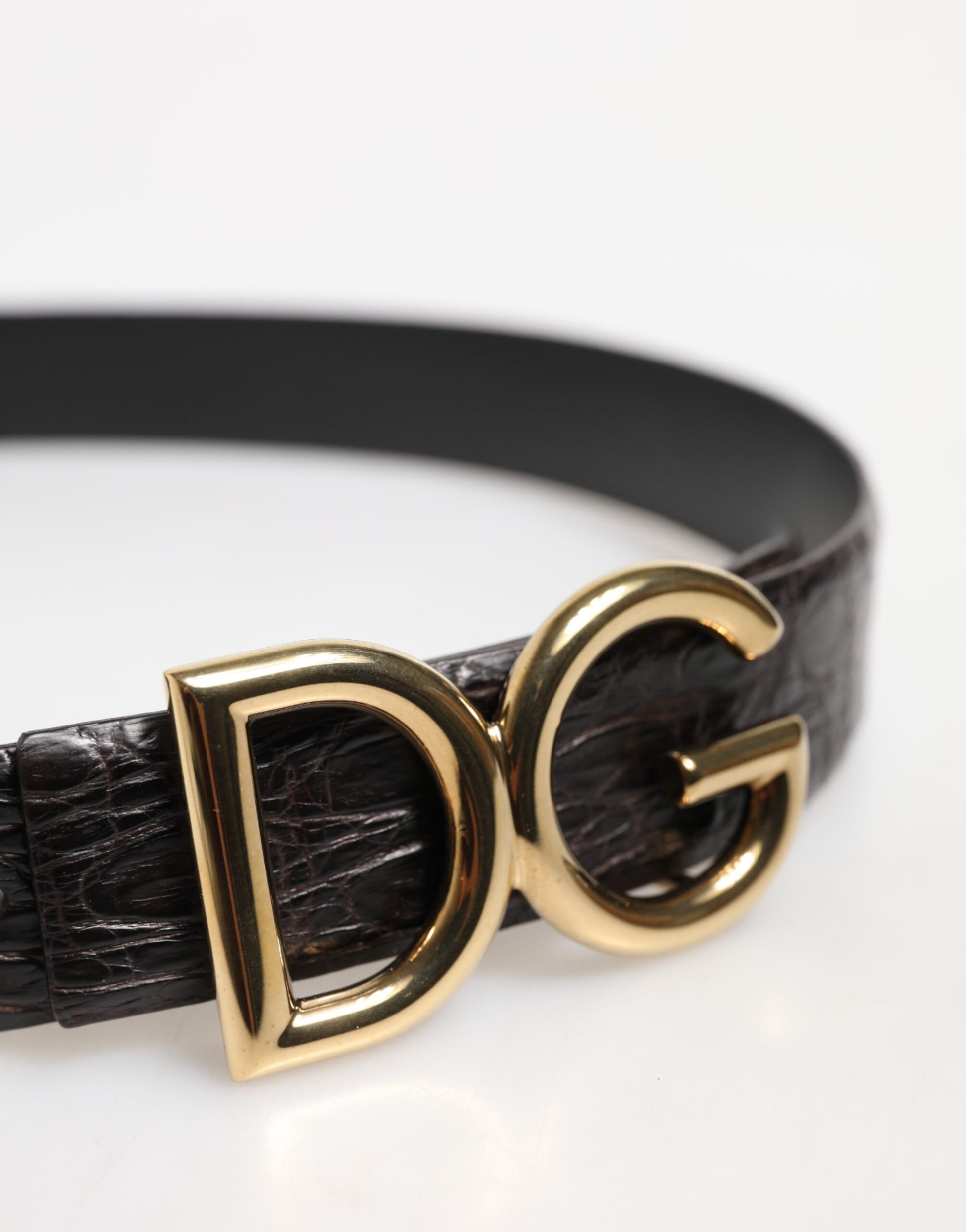 Dolce & Gabbana Black Exotic Leather DG Logo Buckle Belt - ACCEXO