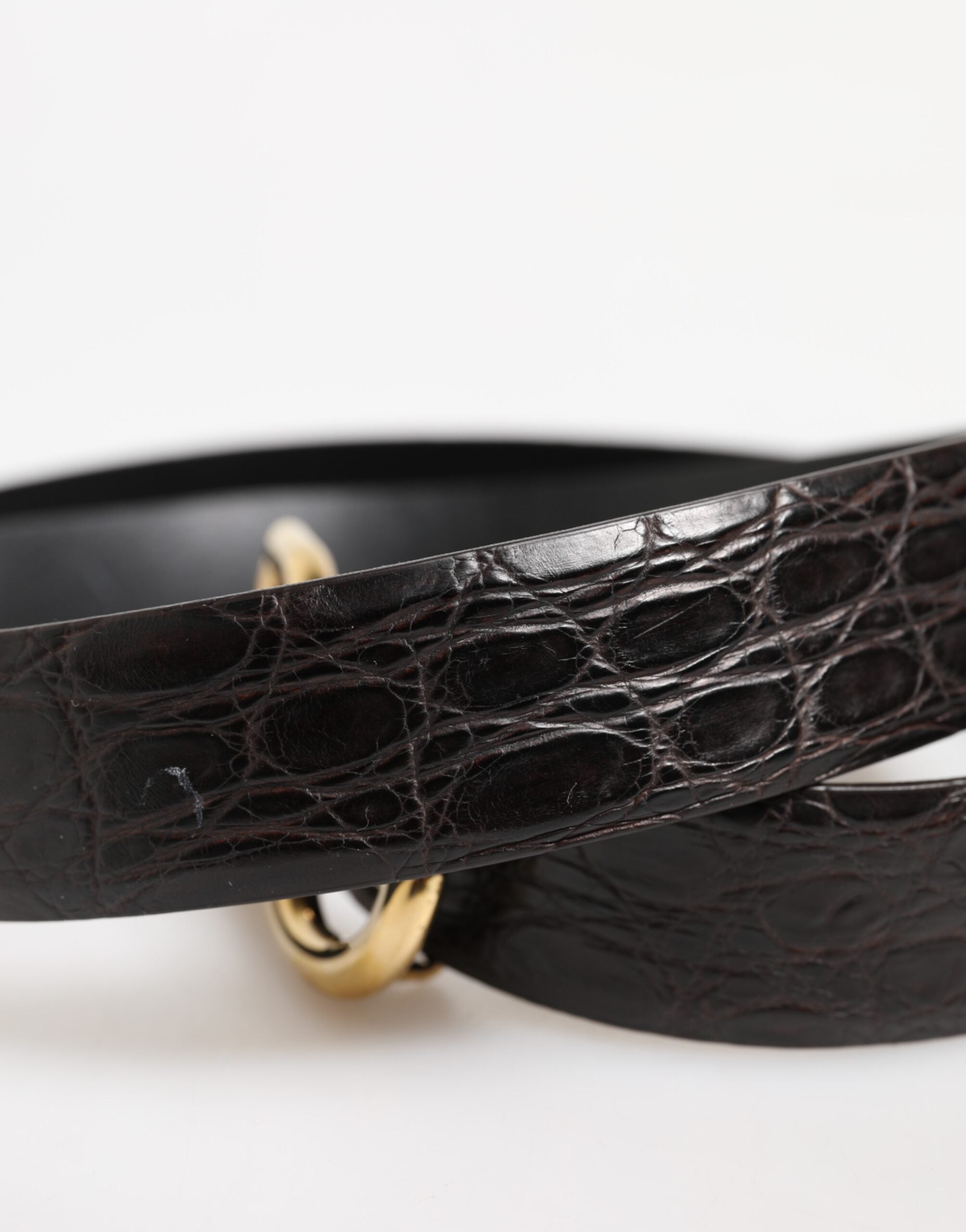 Dolce & Gabbana Black Exotic Leather DG Logo Buckle Belt - ACCEXO