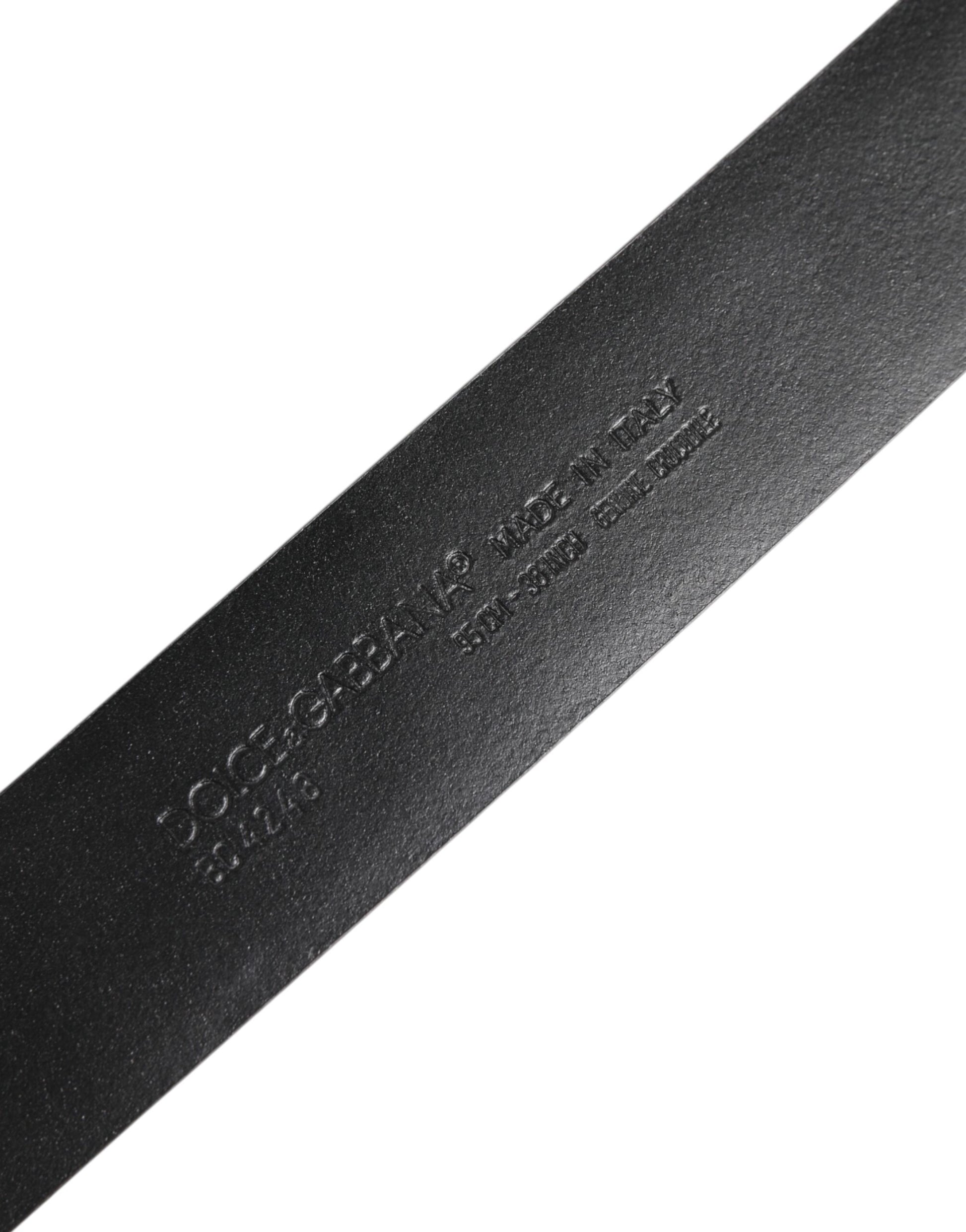 Dolce & Gabbana Black Exotic Leather DG Logo Buckle Belt - ACCEXO