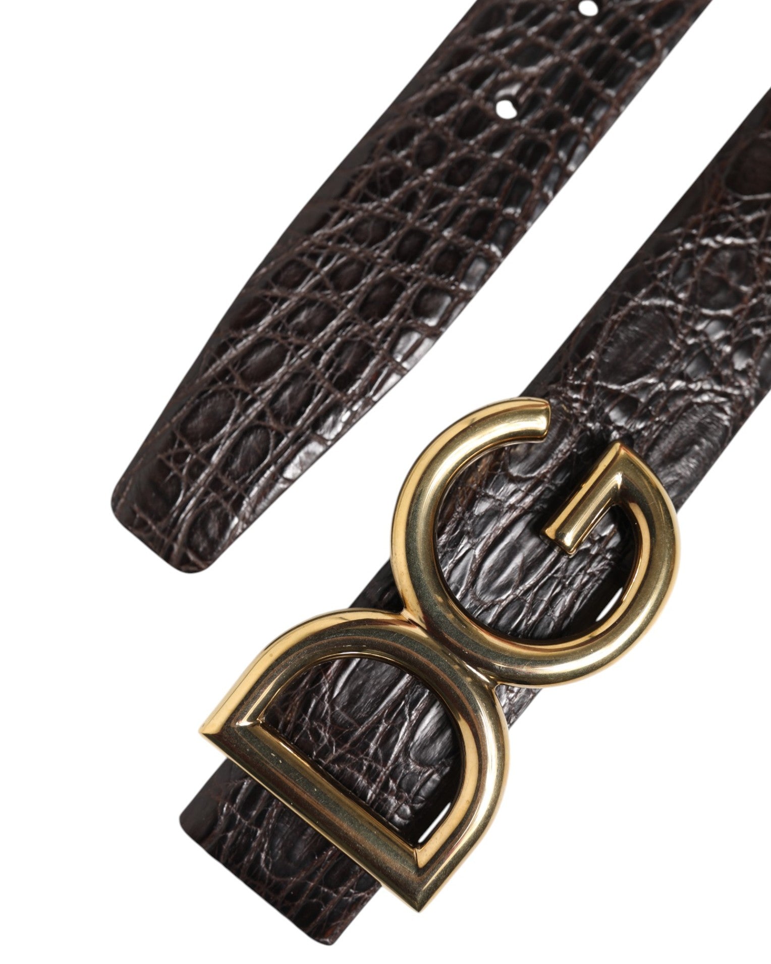 Dolce & Gabbana Black Exotic Leather DG Logo Buckle Belt - ACCEXO