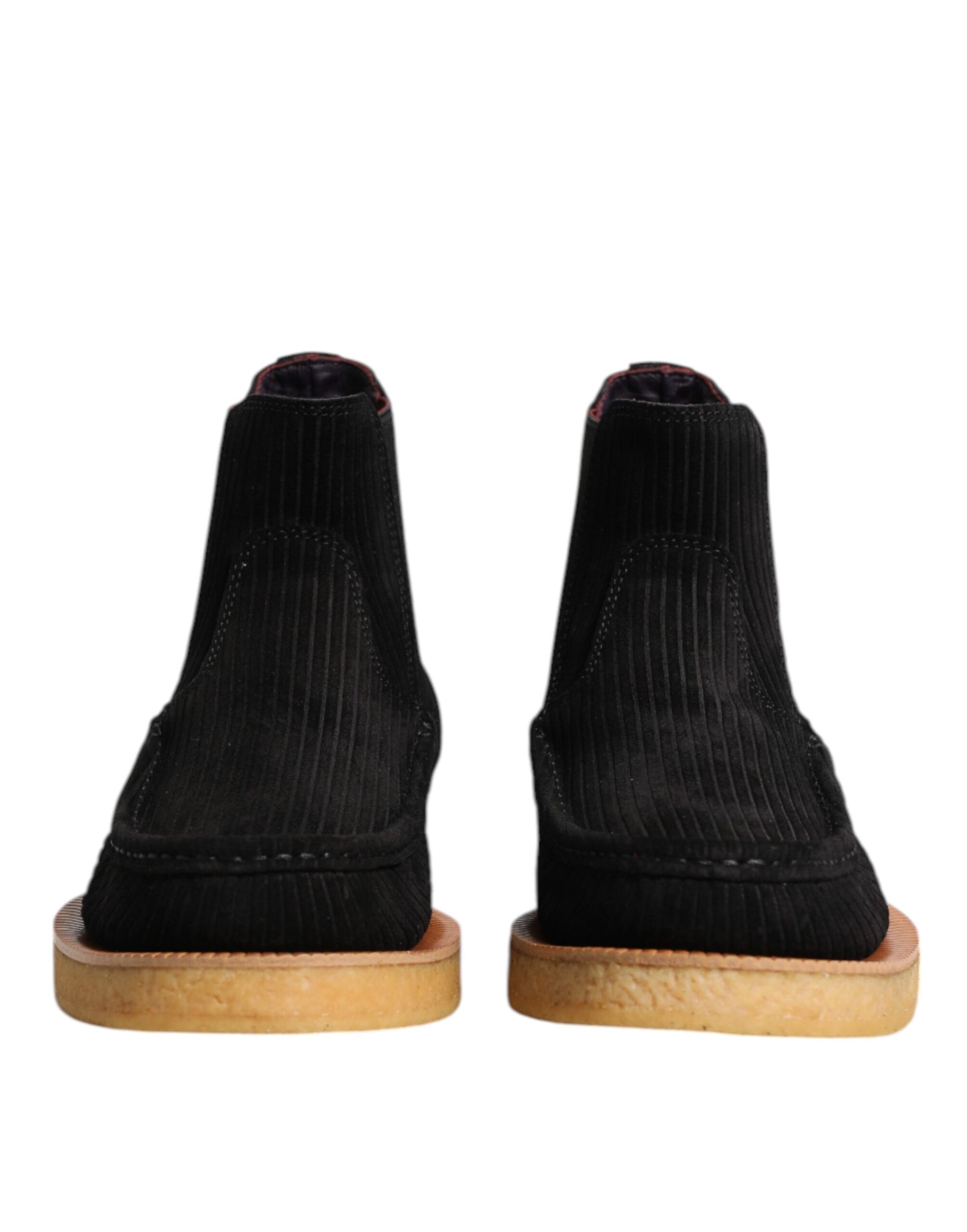 Dolce & Gabbana Black Calf Suede Slip On Ankle Boots Shoes - ACCEXO