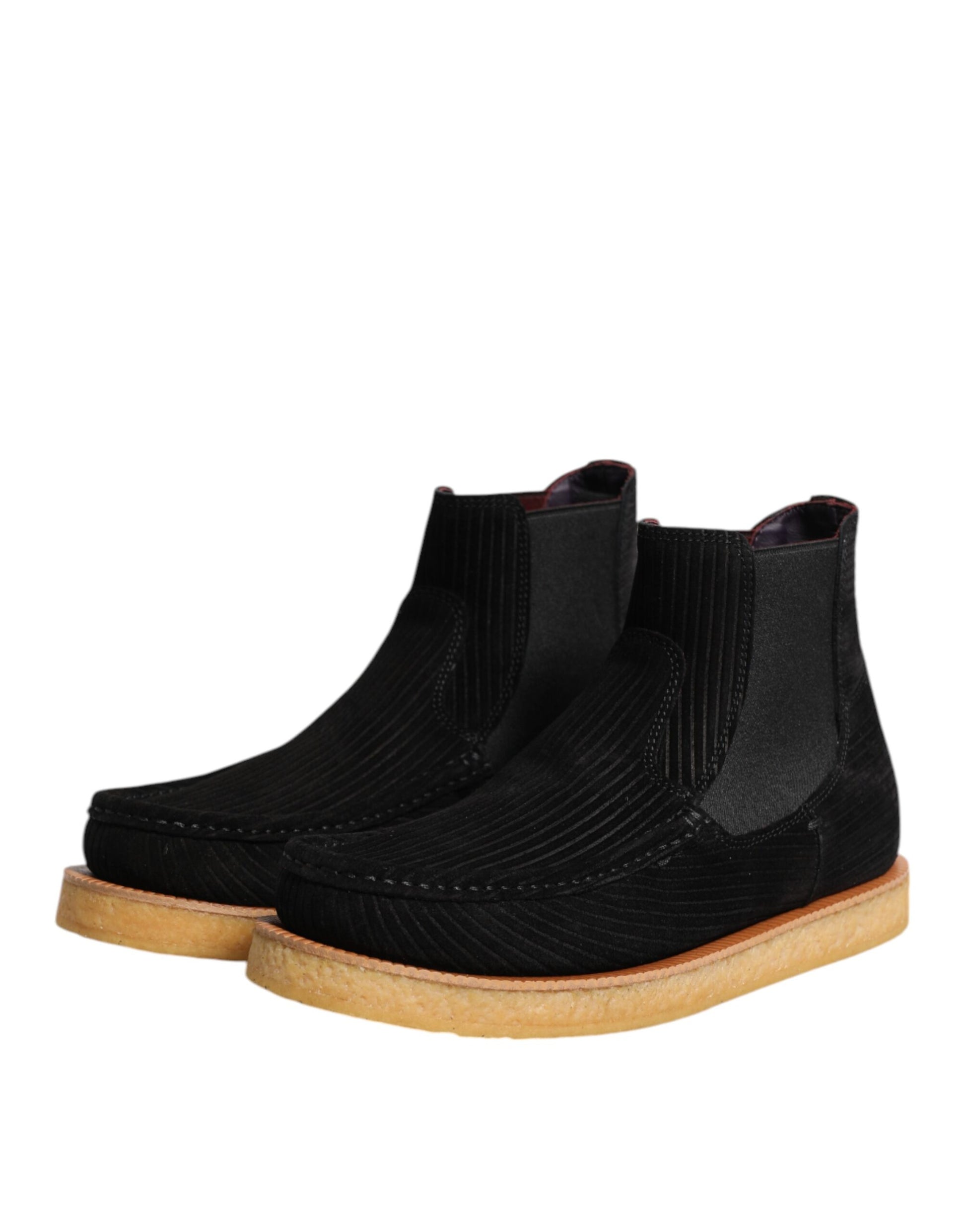 Dolce & Gabbana Black Calf Suede Slip On Ankle Boots Shoes - ACCEXO