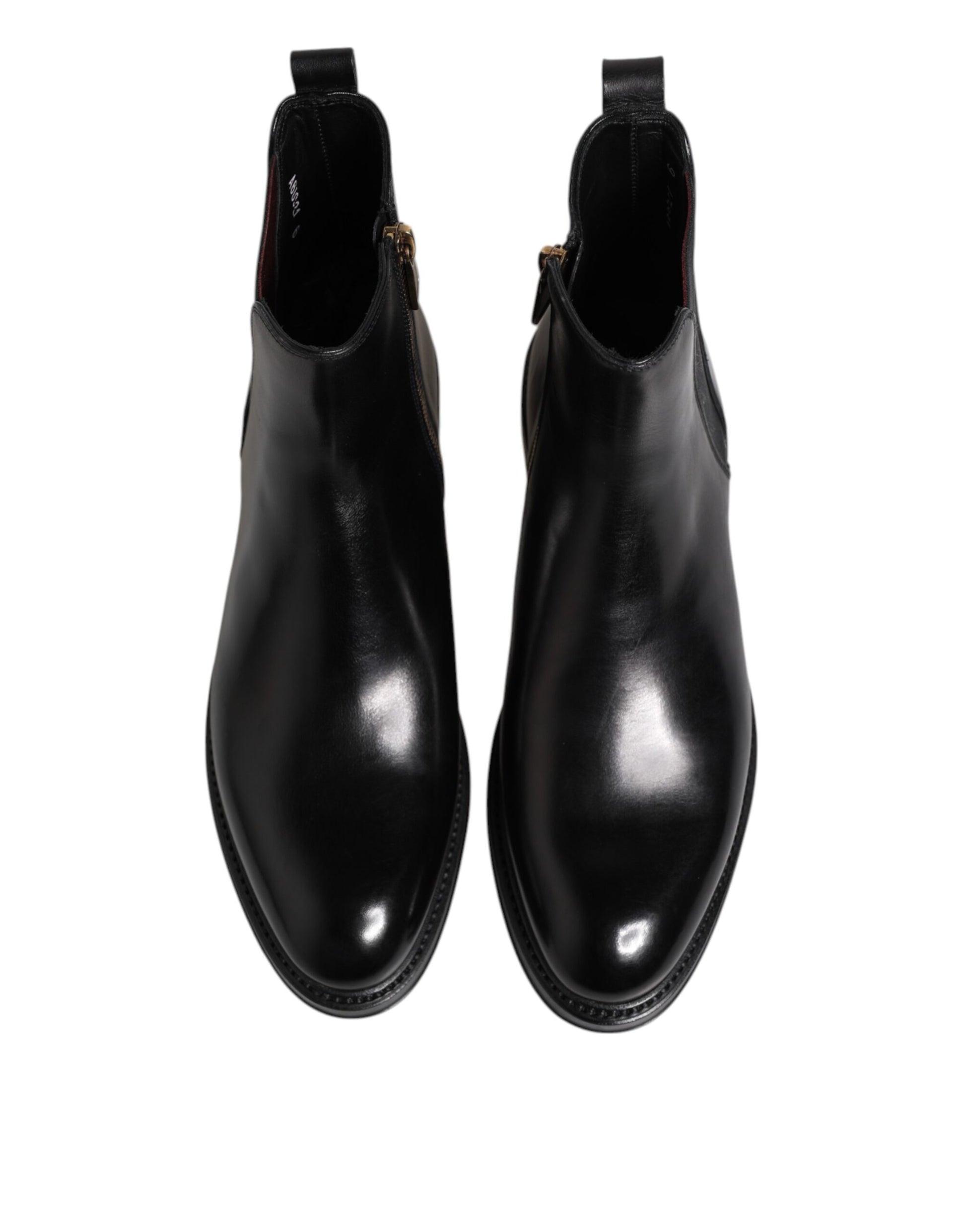 Dolce & Gabbana Black Chelsea Leather Mid Calf Boots Shoes - ACCEXO