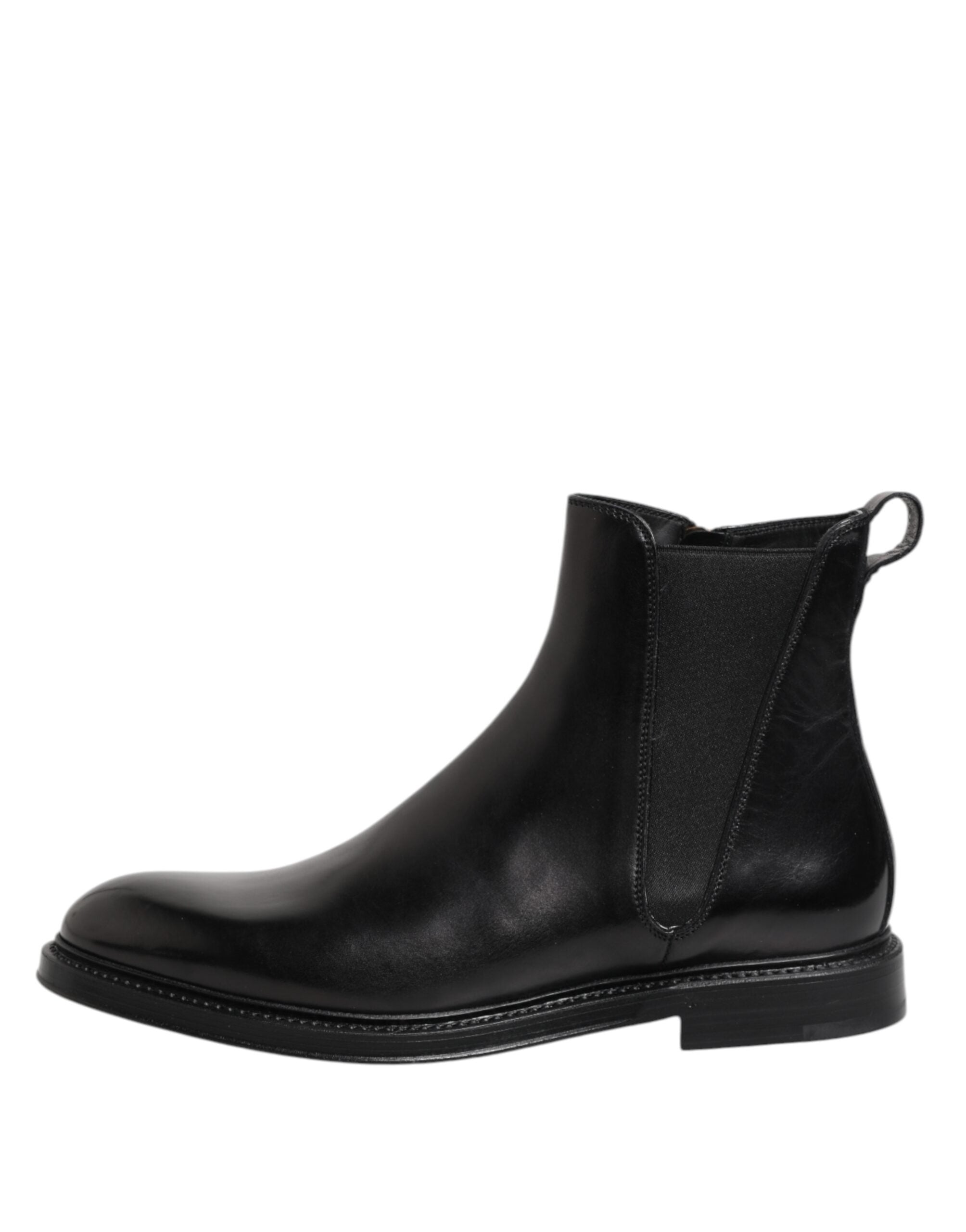 Dolce & Gabbana Black Chelsea Leather Mid Calf Boots Shoes - ACCEXO