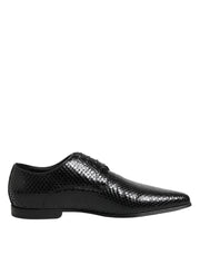 Dolce & Gabbana Black Exotic Leather Lace Up Derby Shoes - ACCEXO