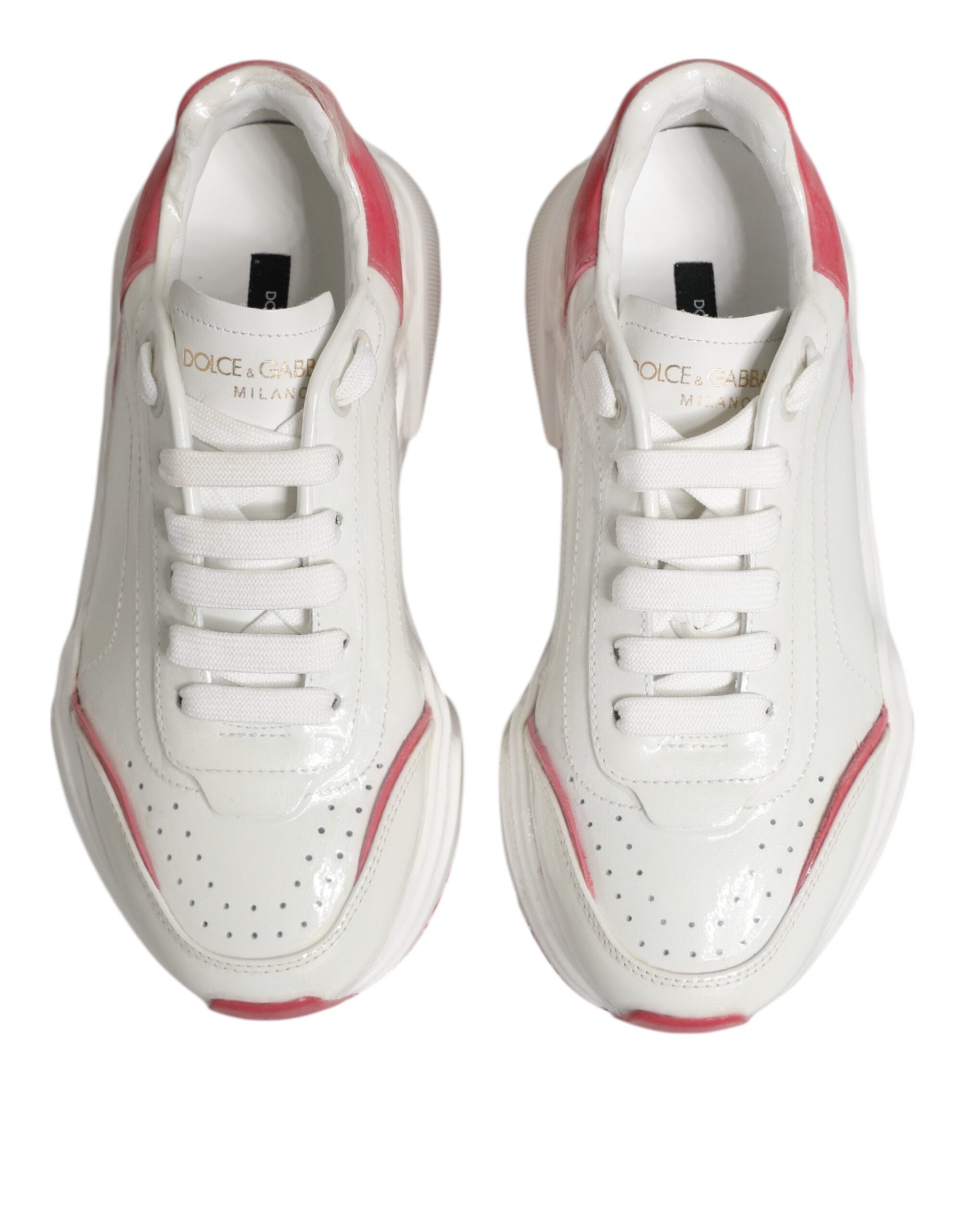 Dolce & Gabbana White Pink Daymaster Low Top Sneakers Shoes - ACCEXO