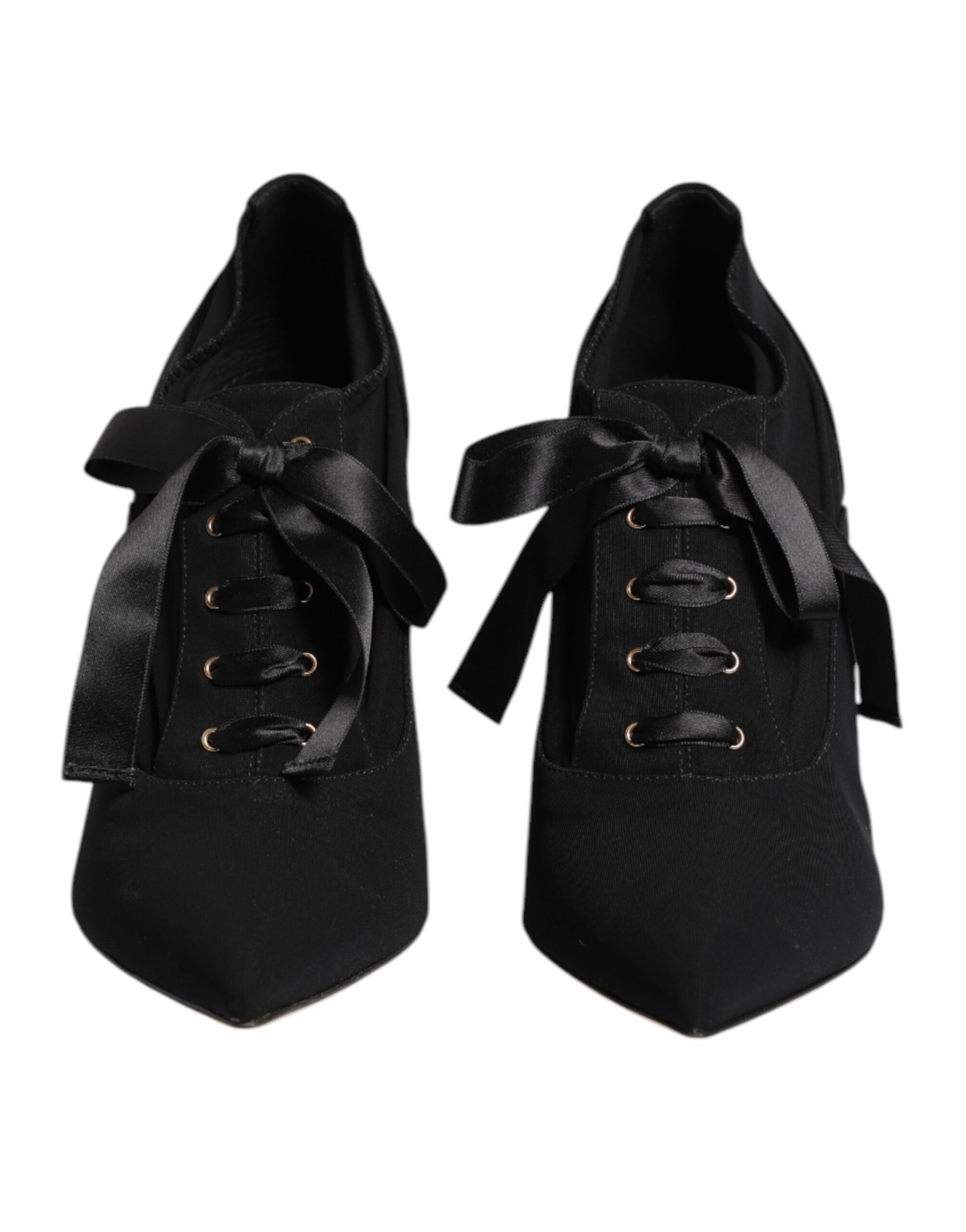 Dolce & Gabbana Black Lace Up Stiletto Heels Pumps Shoes - ACCEXO