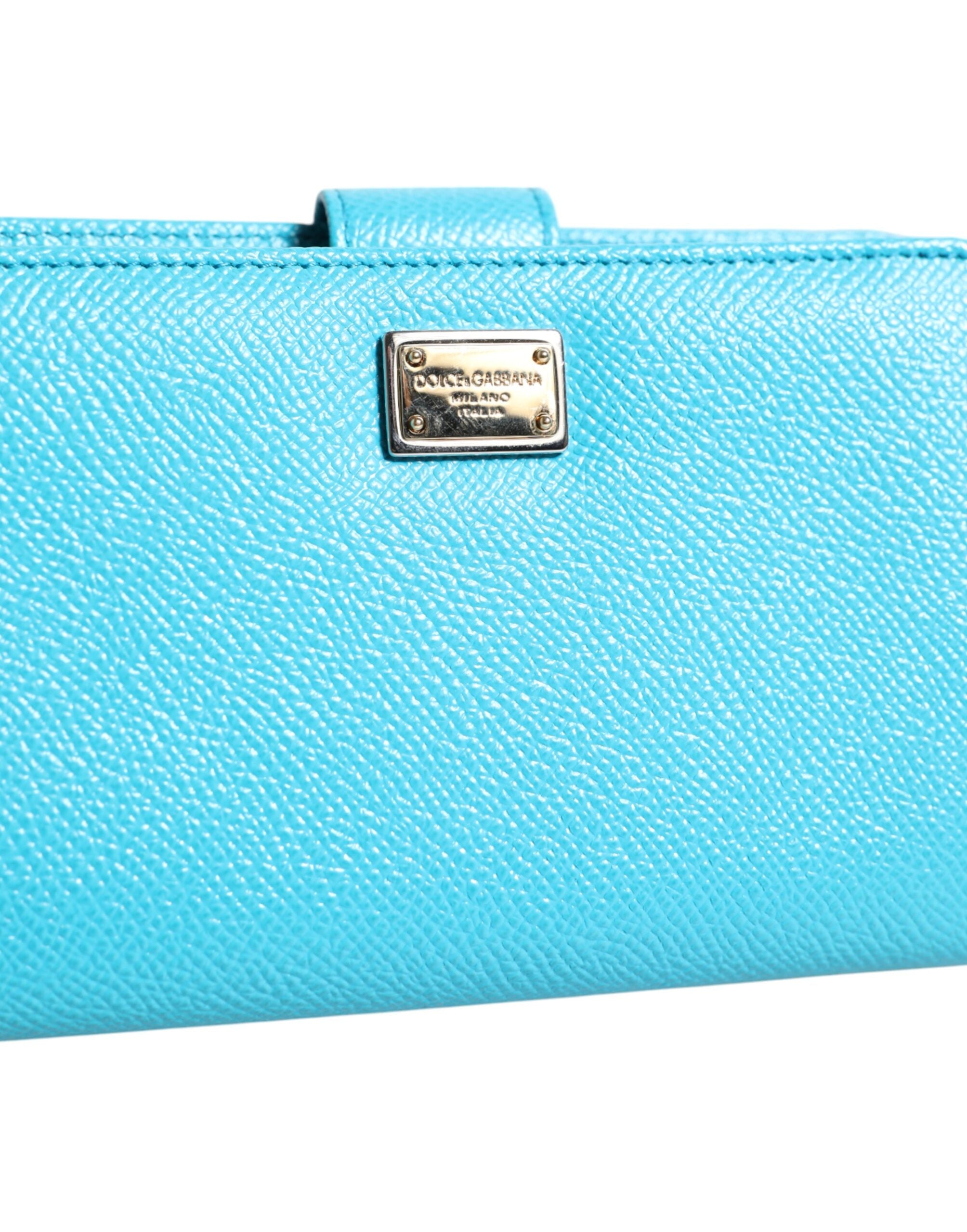 Dolce & Gabbana Light Blue Leather Bifold Continental Clutch Wallet - ACCEXO