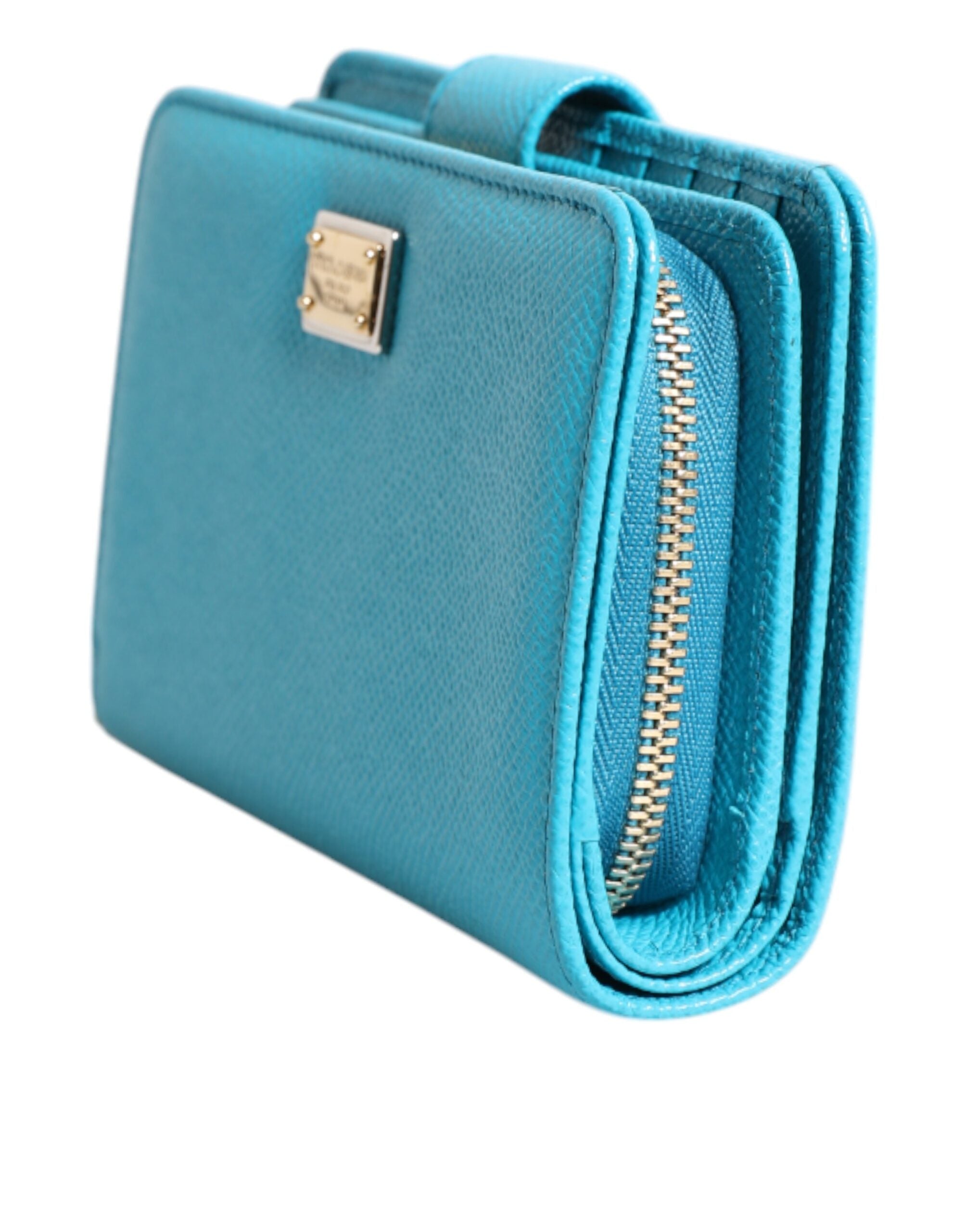 Dolce & Gabbana Light Blue Leather Bifold Continental Clutch Wallet - ACCEXO