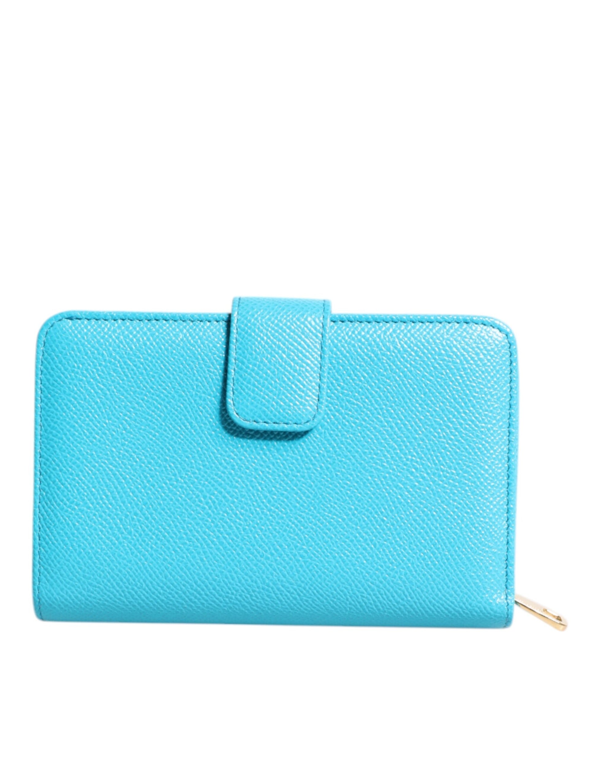 Dolce & Gabbana Light Blue Leather Bifold Continental Clutch Wallet - ACCEXO