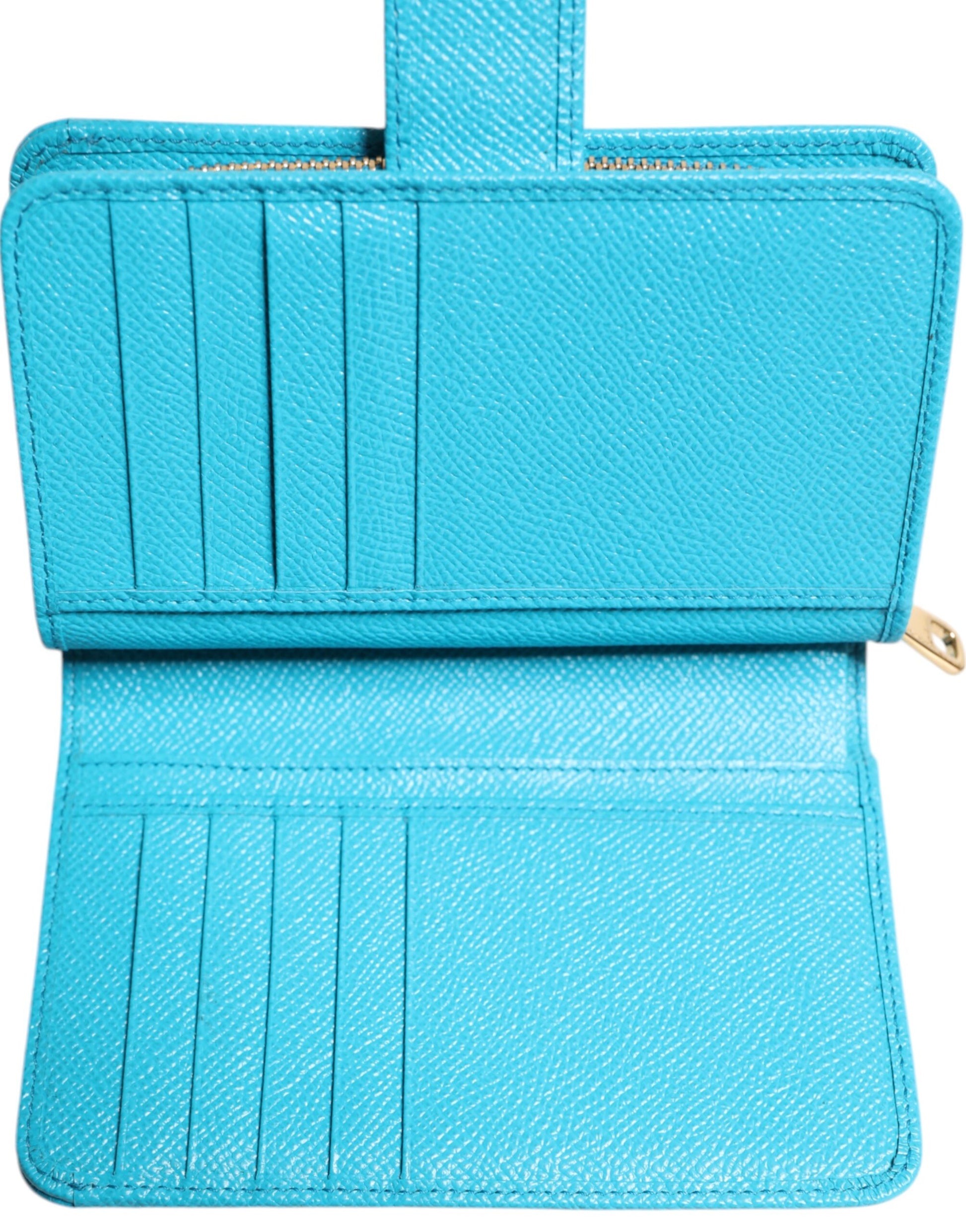 Dolce & Gabbana Light Blue Leather Bifold Continental Clutch Wallet - ACCEXO