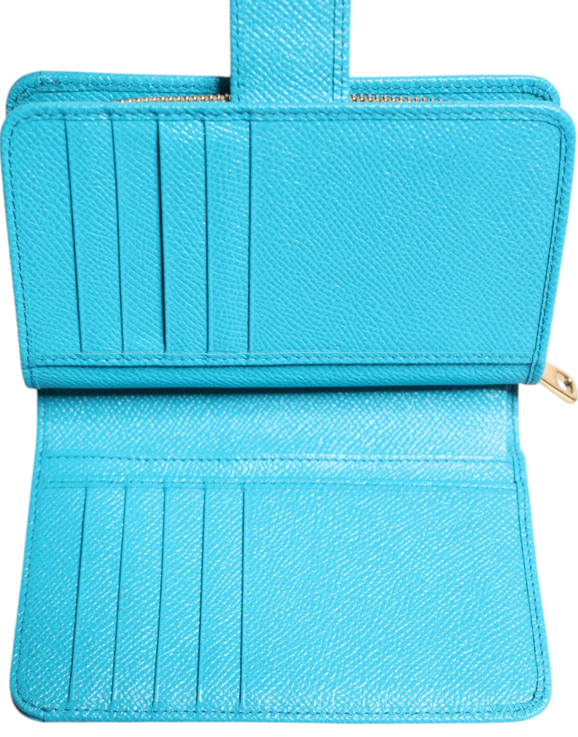 Dolce & Gabbana Light Blue Leather Bifold Continental Clutch Wallet - ACCEXO