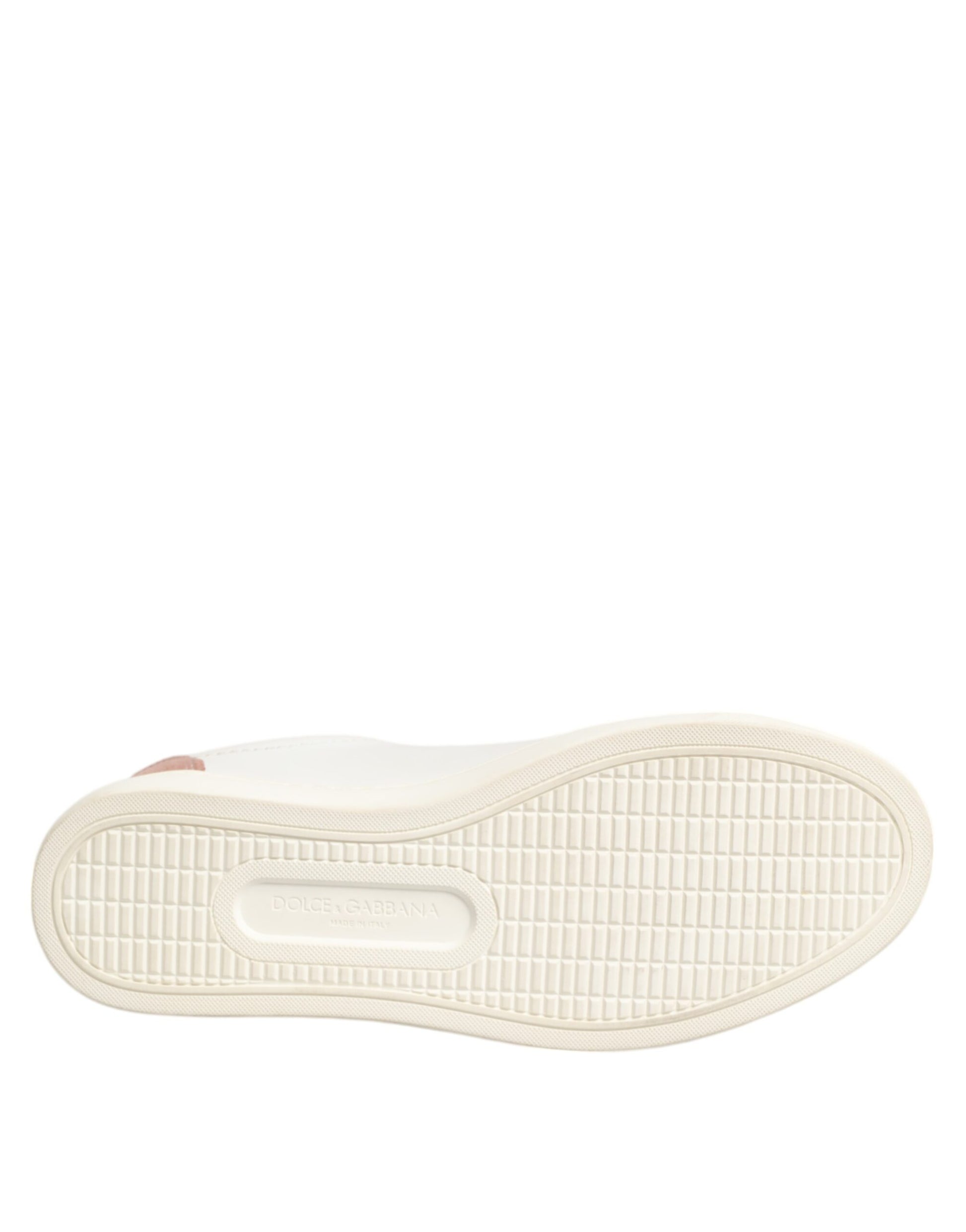Dolce & Gabbana White Pink Leather Low Top Sneakers Shoes - ACCEXO
