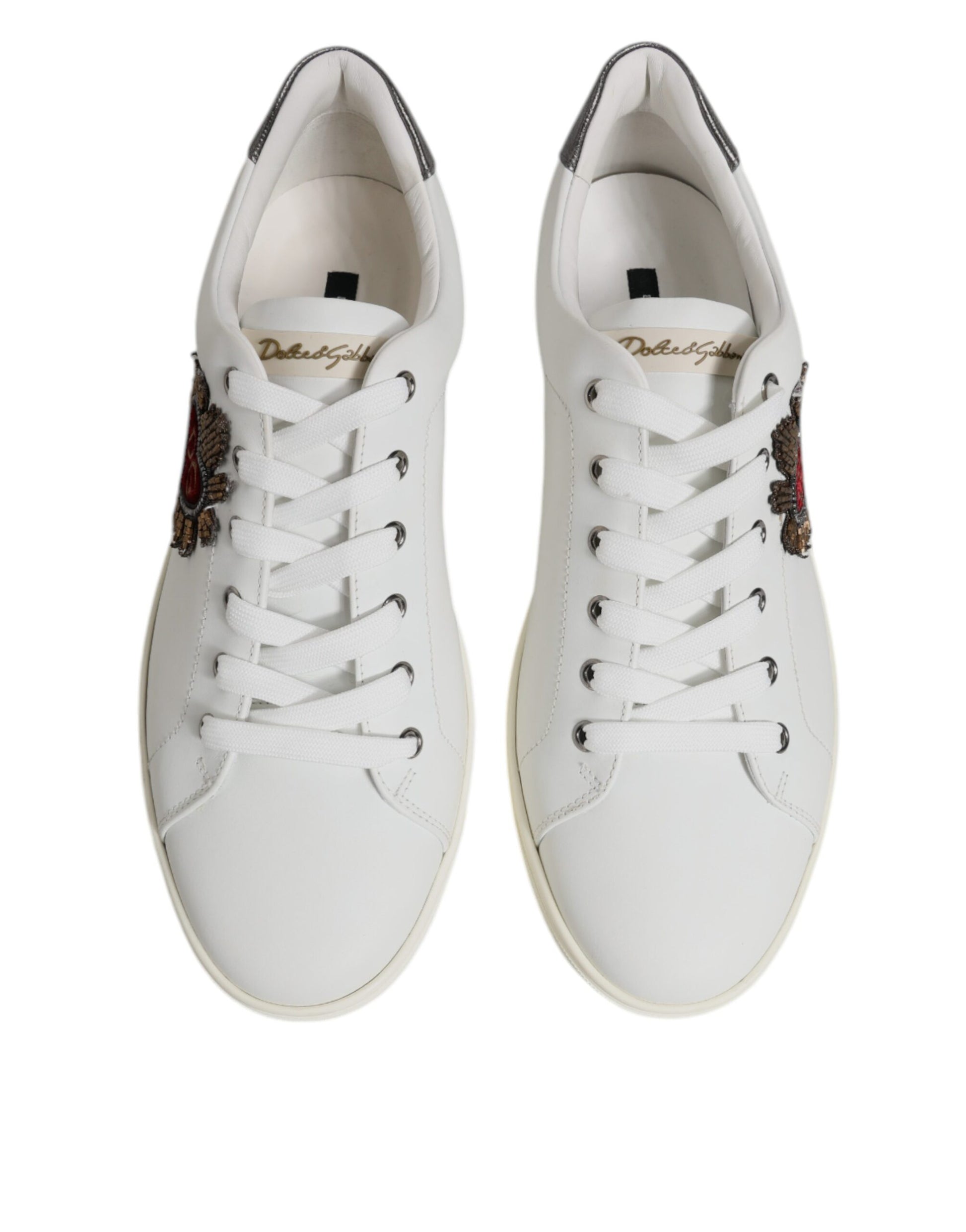 Dolce & Gabbana White Sacred Heart Men Low Top Sneakers Shoes - ACCEXO