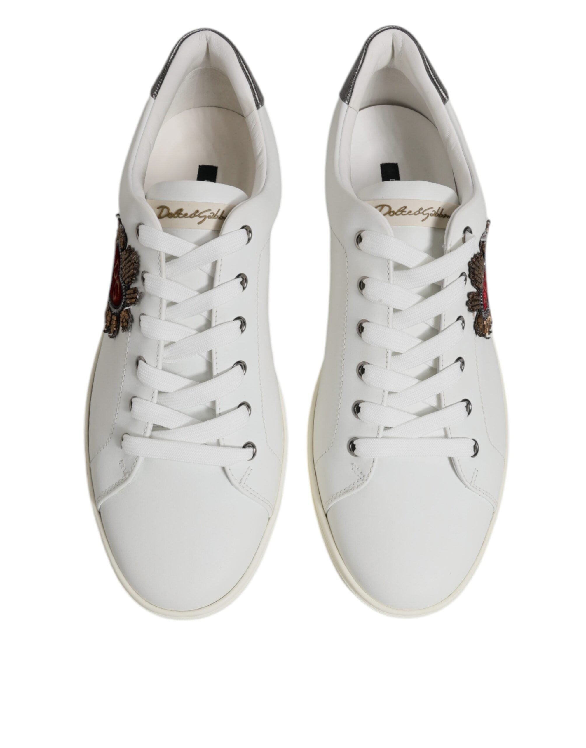 Dolce & Gabbana White Sacred Heart Men Low Top Sneakers Shoes - ACCEXO