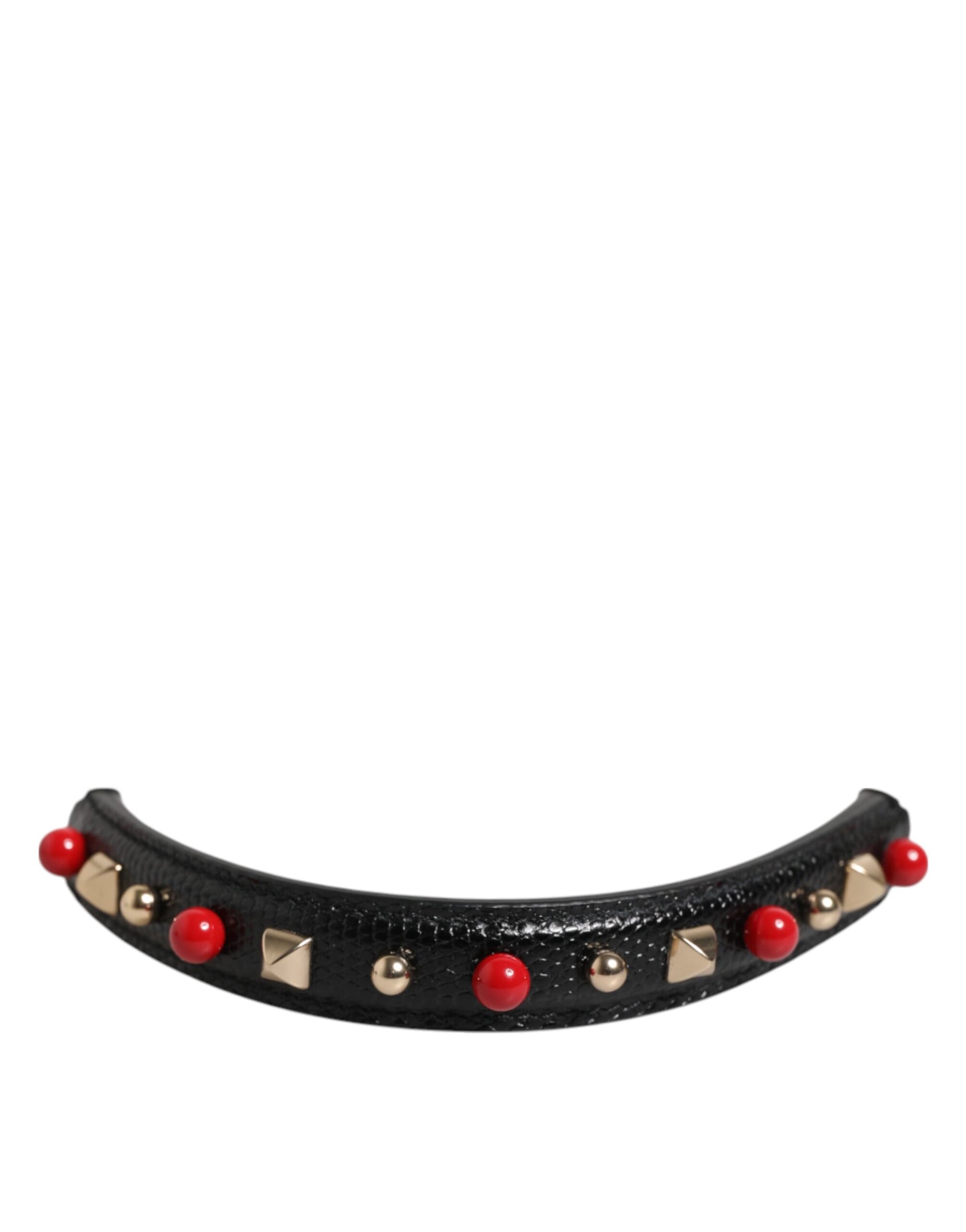 Dolce & Gabbana Black Embellished Leather Bag Handle Women Shoulder Strap - ACCEXO