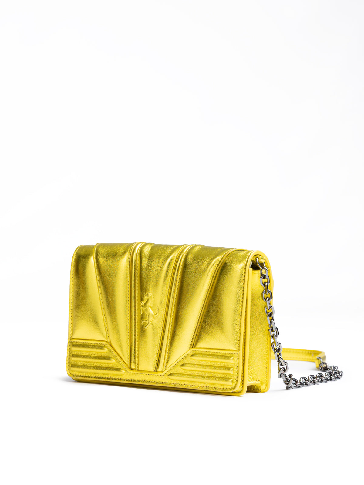 Ferrari Metal Yellow GT patent leather bag with chain - ACCEXO
