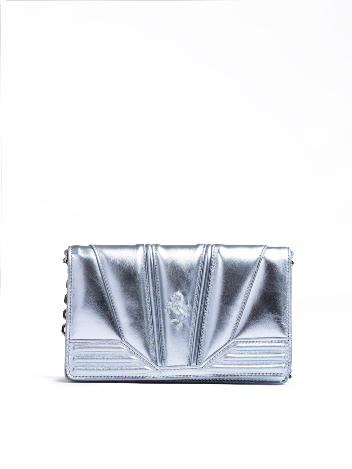 Ferrari Metal light blue GT patent leather bag with chain - ACCEXO