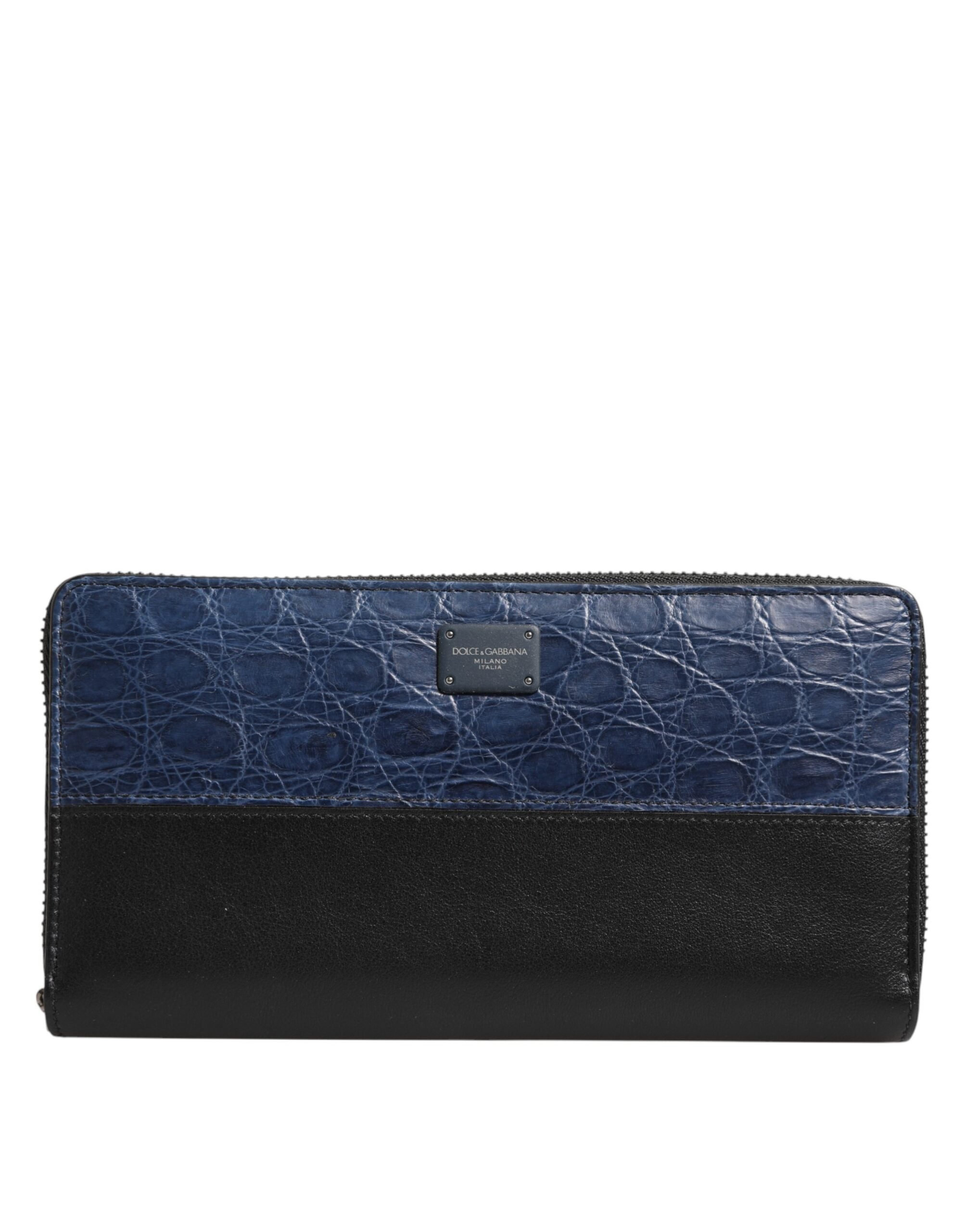 Dolce & Gabbana Black Blue Exotic Leather Men Continental Clutch Wallet - ACCEXO