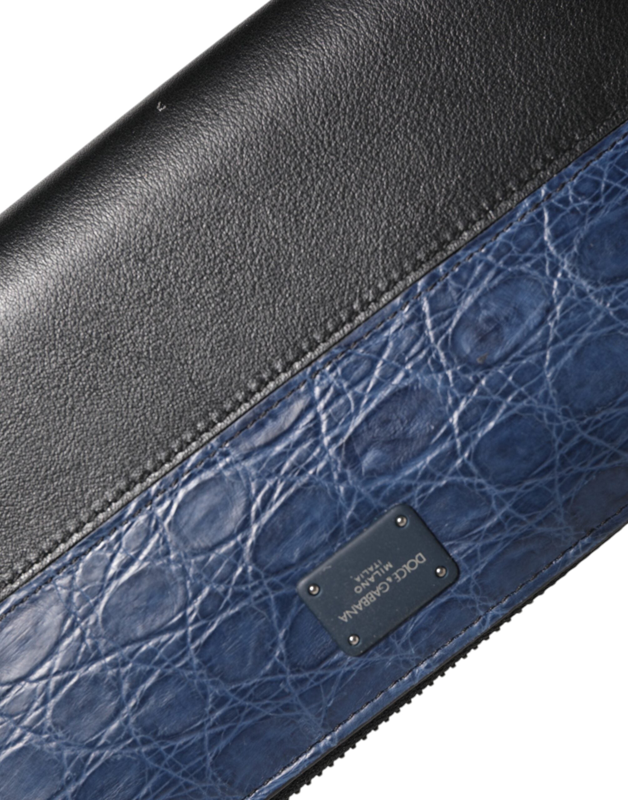 Dolce & Gabbana Black Blue Exotic Leather Men Continental Clutch Wallet - ACCEXO