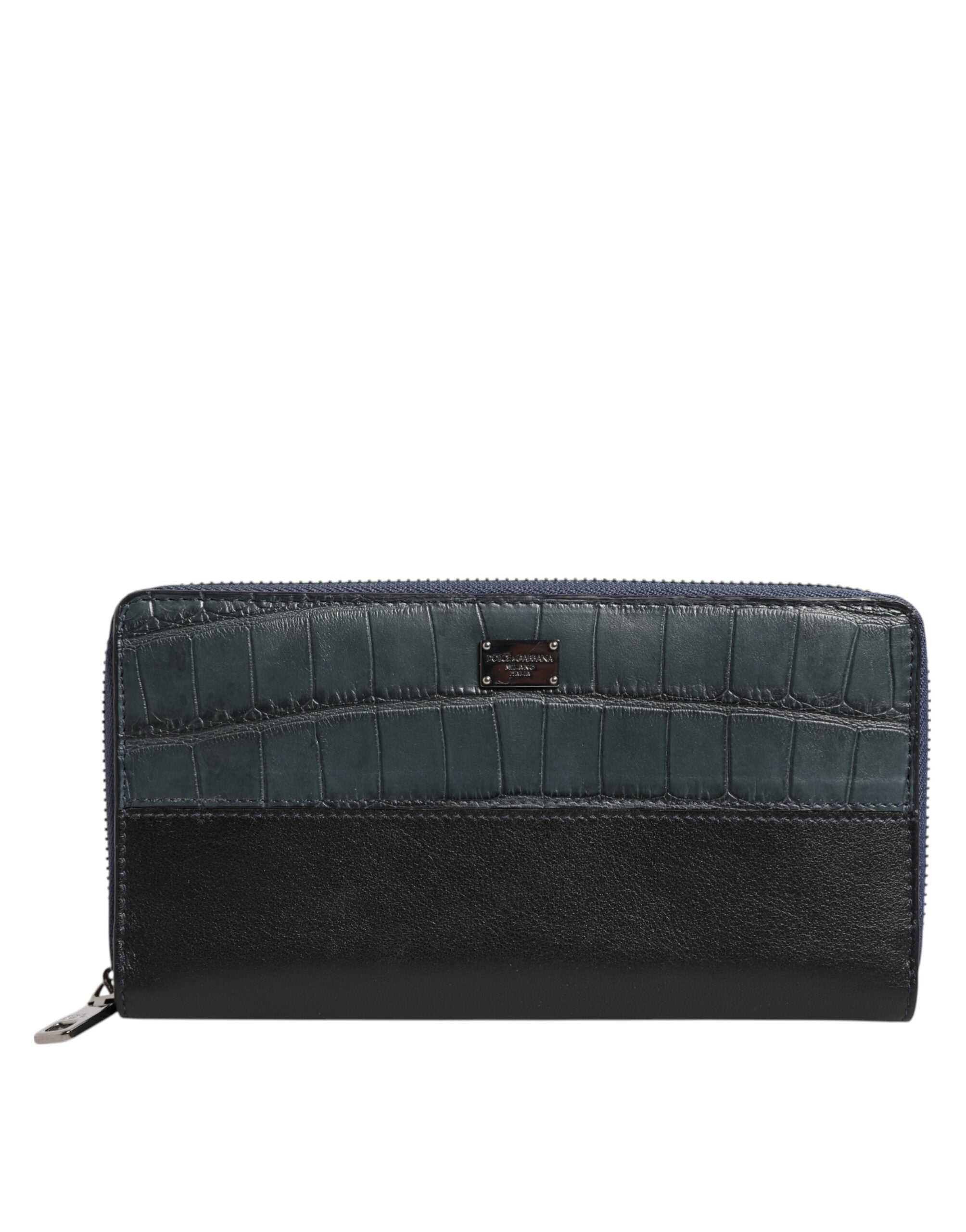 Dolce & Gabbana Black Blue Exotic Leather Men Continental Clutch Wallet - ACCEXO