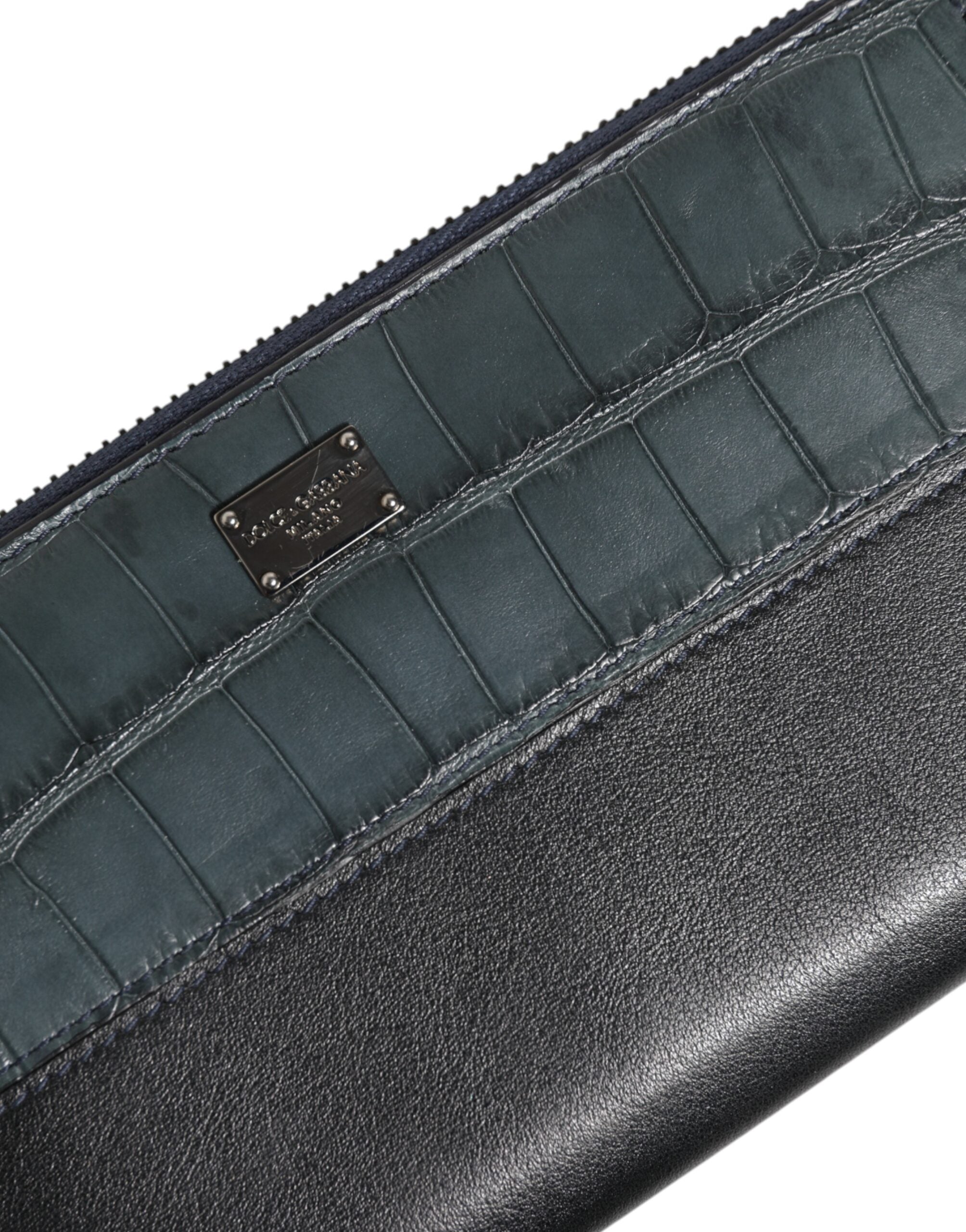 Dolce & Gabbana Black Blue Exotic Leather Men Continental Clutch Wallet - ACCEXO