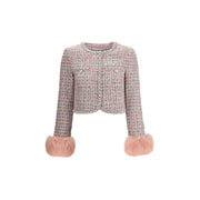 Self-Portrait Bouclé fur cuffed Jacket