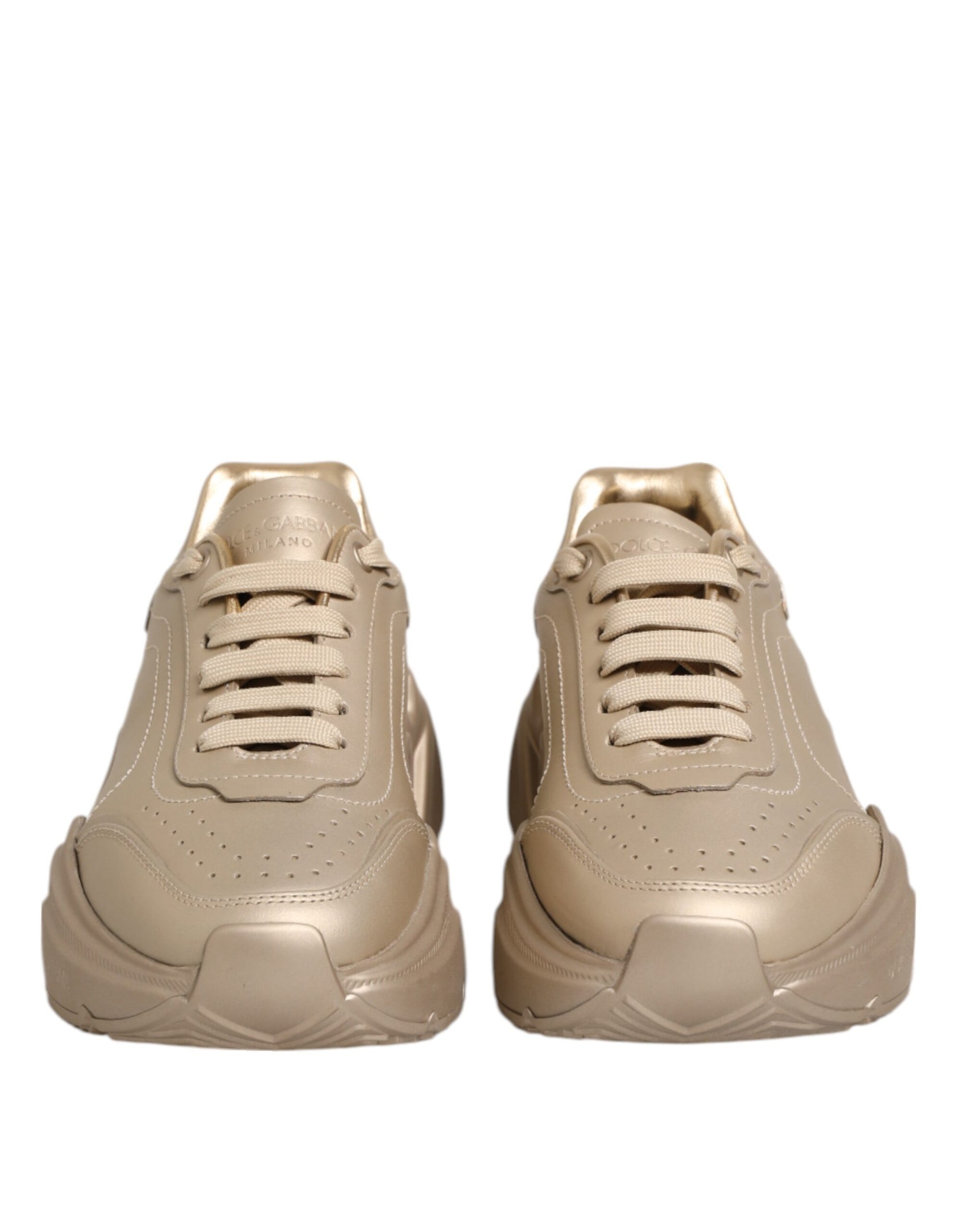 Dolce & Gabbana Gold Leather Daymaster Women Sneaker Shoes - ACCEXO
