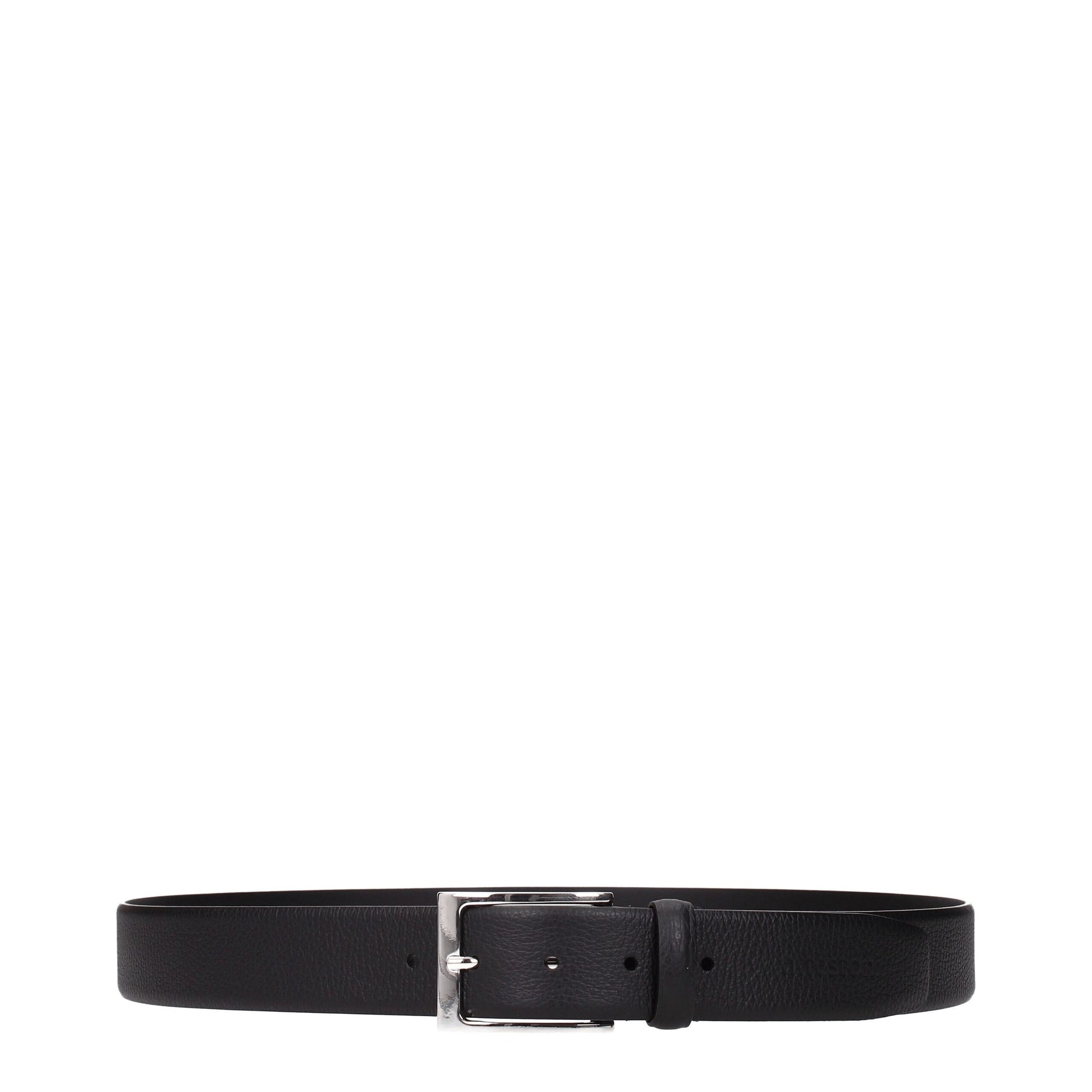 Testoni Black Leather Regular Belts - ACCEXO