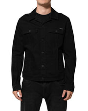 Dolce & Gabbana Black Cotton Denim Stretch Giubbotto Jacket - ACCEXO