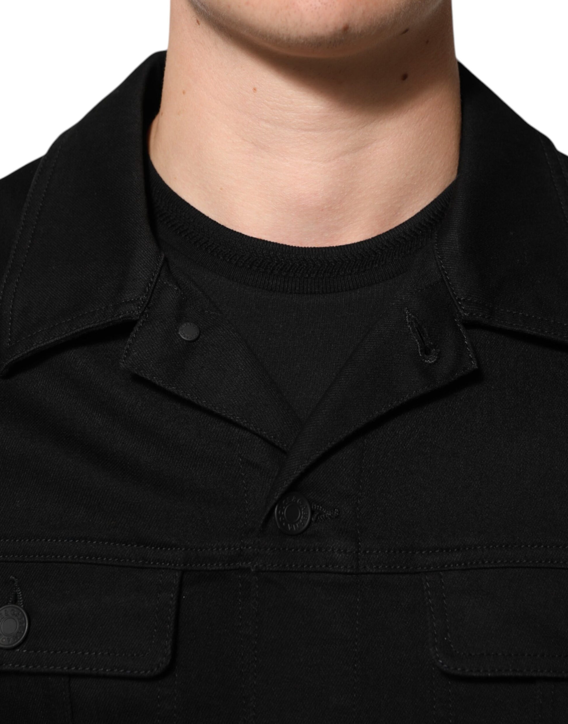 Dolce & Gabbana Black Cotton Denim Stretch Giubbotto Jacket - ACCEXO