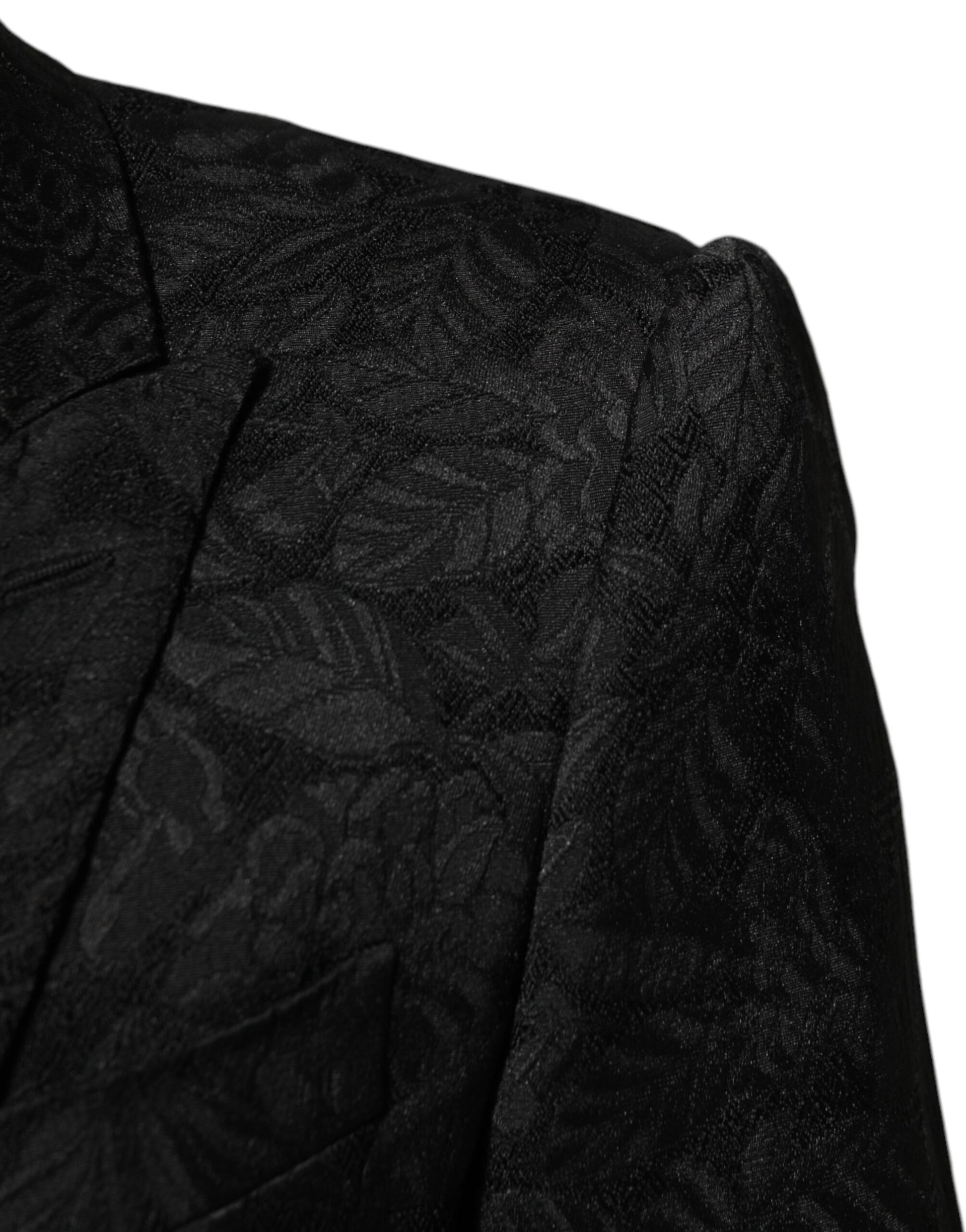 Dolce & Gabbana Black 3 Piece Brocade Jacquard Suit MARTINI - ACCEXO
