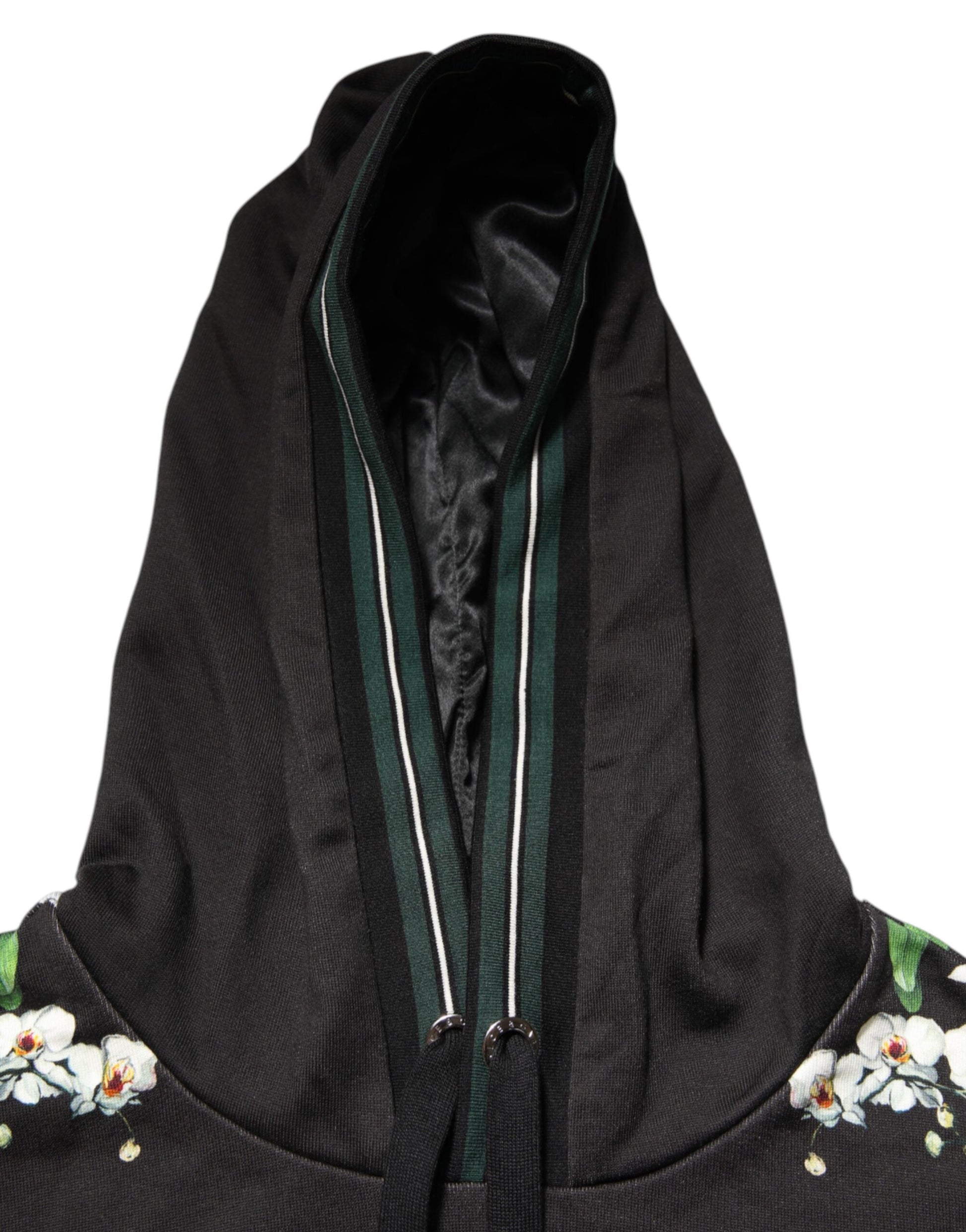 Dolce & Gabbana KING Black Orchid Floral Crown Logo Hoodie Sweater - ACCEXO