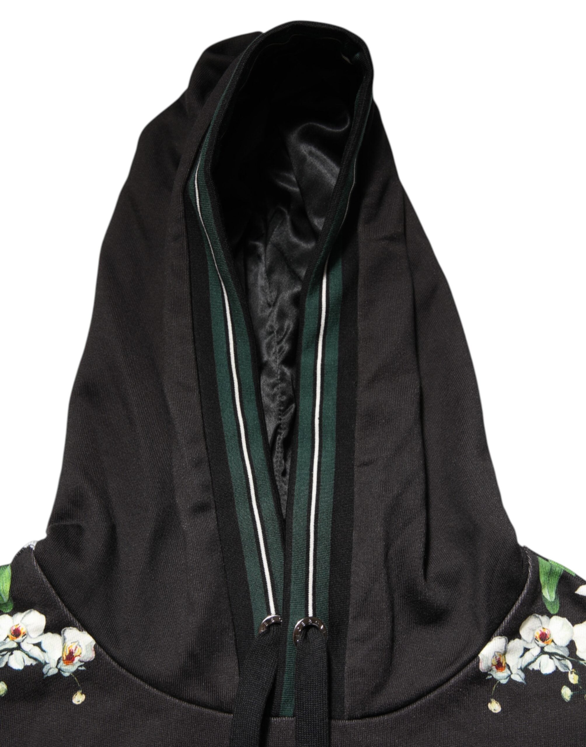 Dolce & Gabbana KING Black Orchid Floral Crown Logo Hoodie Sweater - ACCEXO