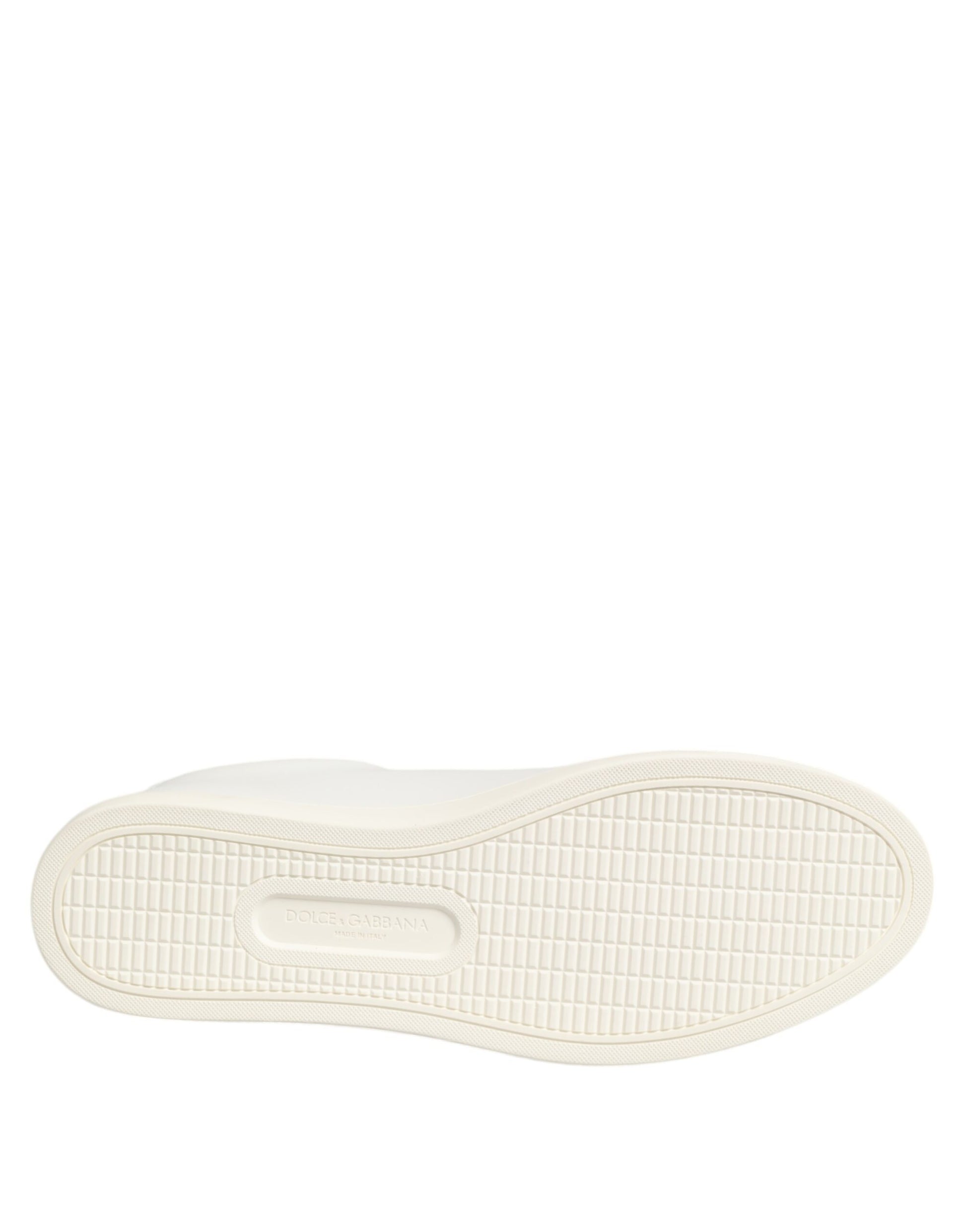 Dolce & Gabbana White Leather Rose Embroidery Low-Top  Shoes - ACCEXO