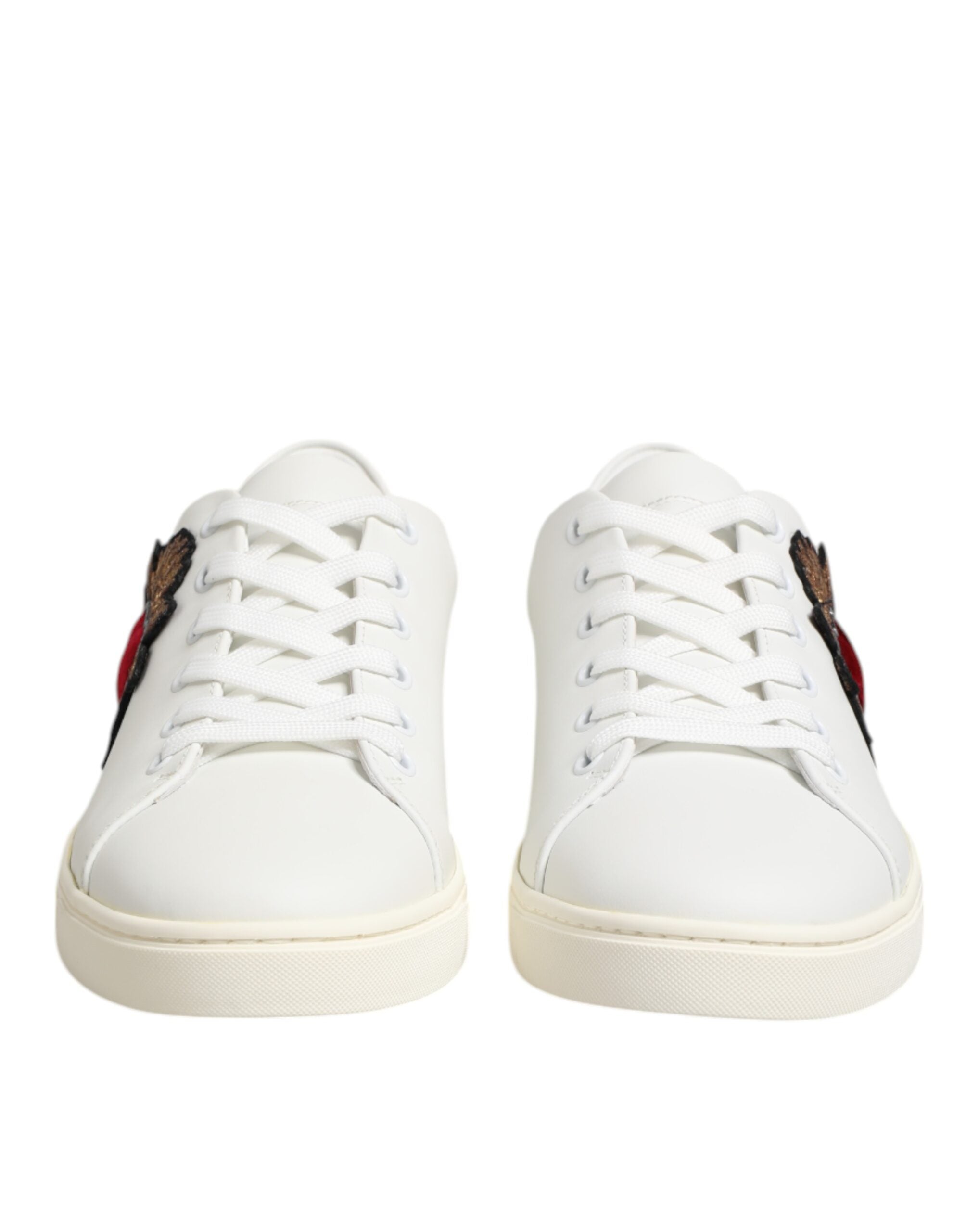 Dolce & Gabbana White Leather Sacre Heart Patch Sneakers  Shoes - ACCEXO