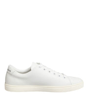 Dolce & Gabbana White Leather Sacre Heart Patch Sneakers  Shoes - ACCEXO