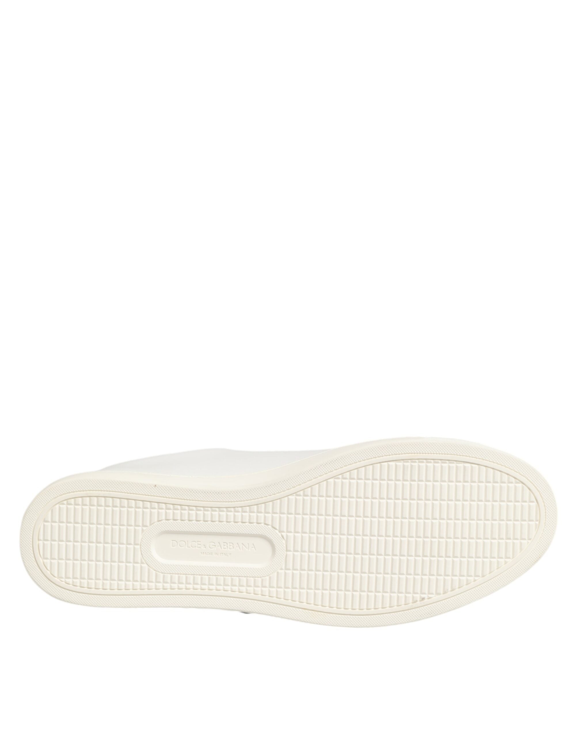 Dolce & Gabbana White Leather Sacre Heart Patch Sneakers  Shoes - ACCEXO