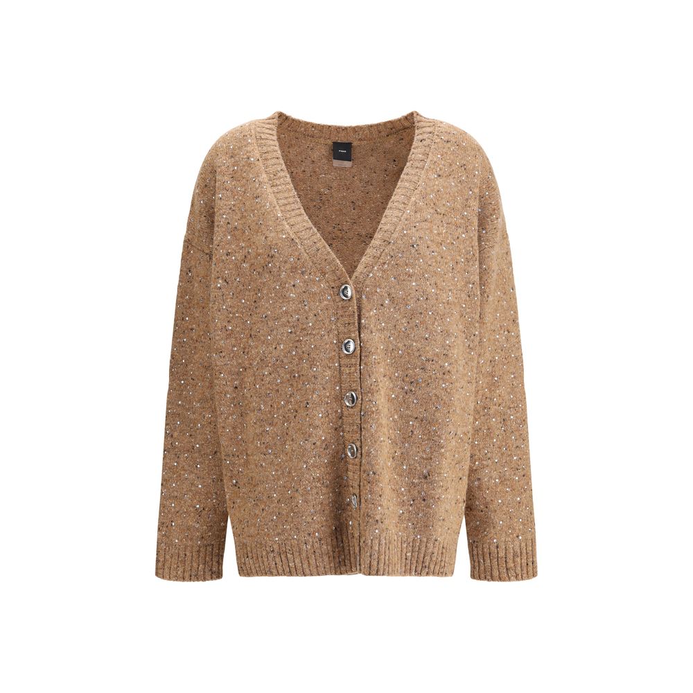 PINKO Bouclé fabric Cardigan with rhinestones - ACCEXO