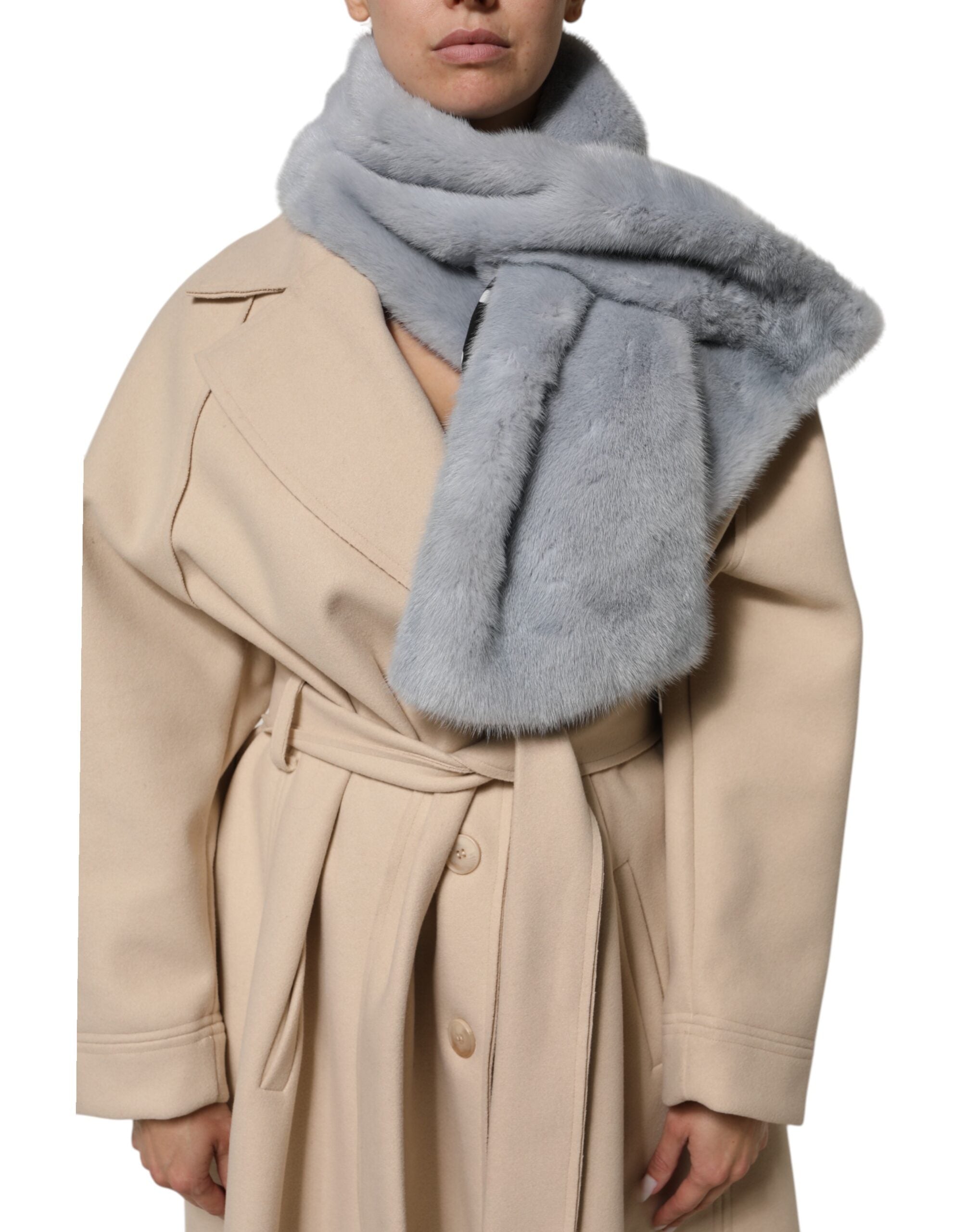 Dolce & Gabbana Powder Blue Mink Fur Neck Warmer Scarf - ACCEXO