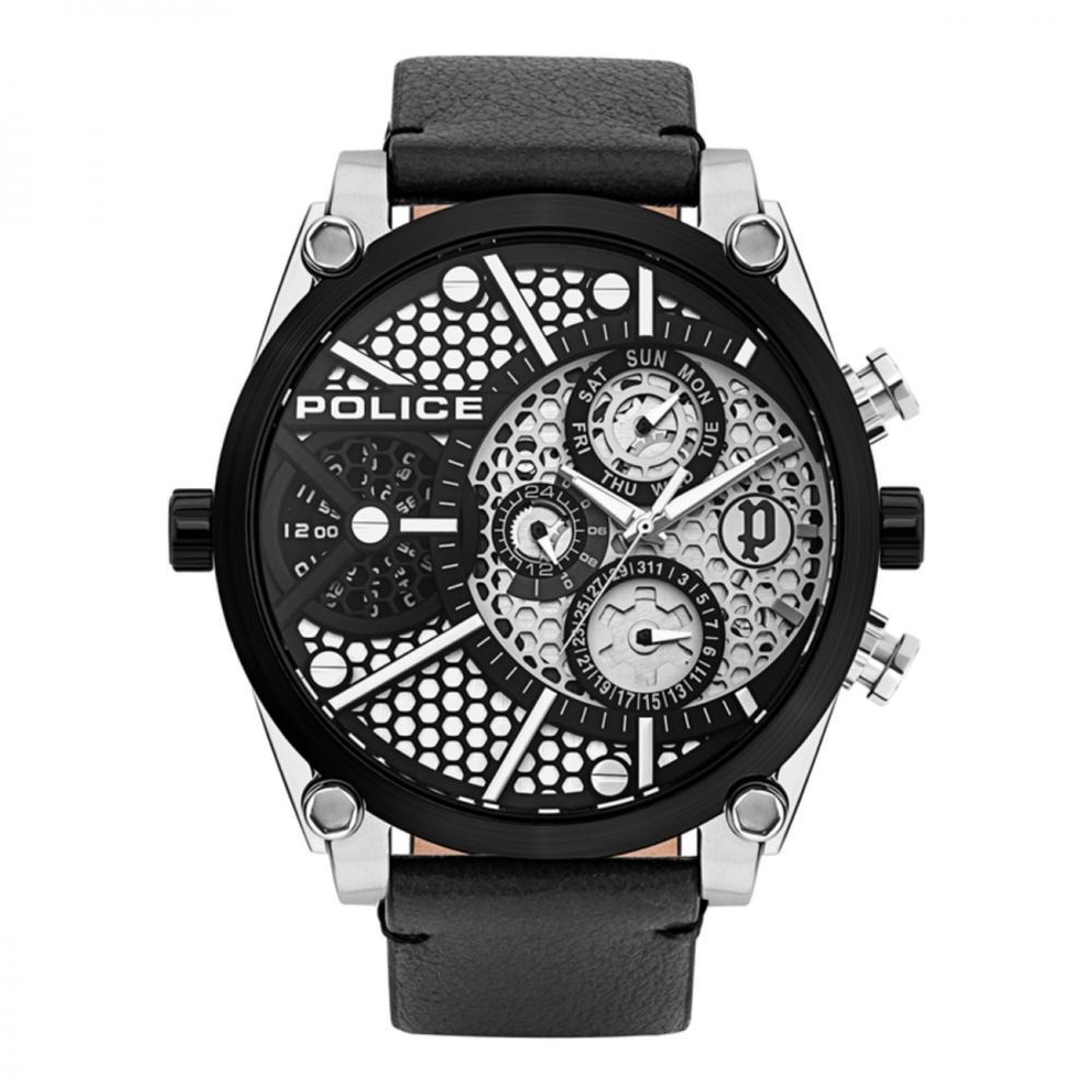 Police Black Leather Watch - ACCEXO
