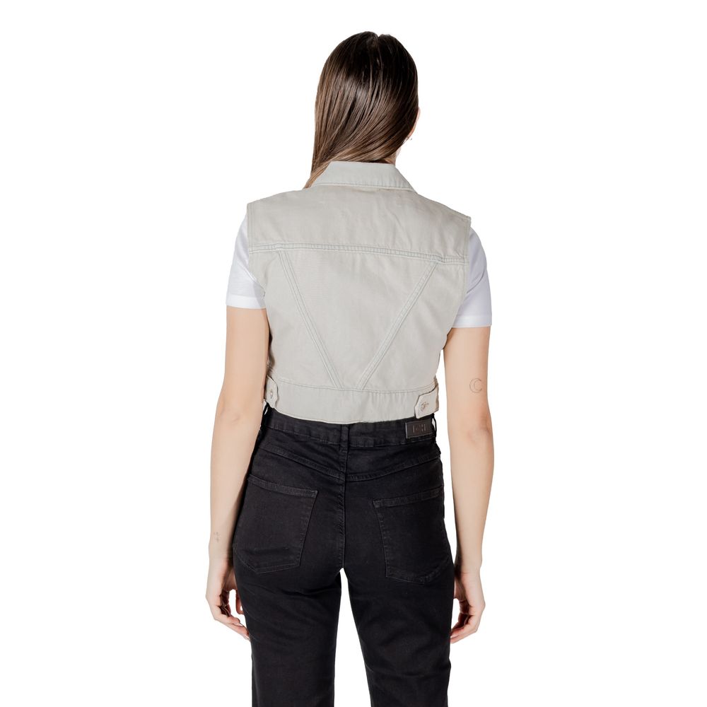 Only Light Blue Cotton Sleveless Jacket - ACCEXO