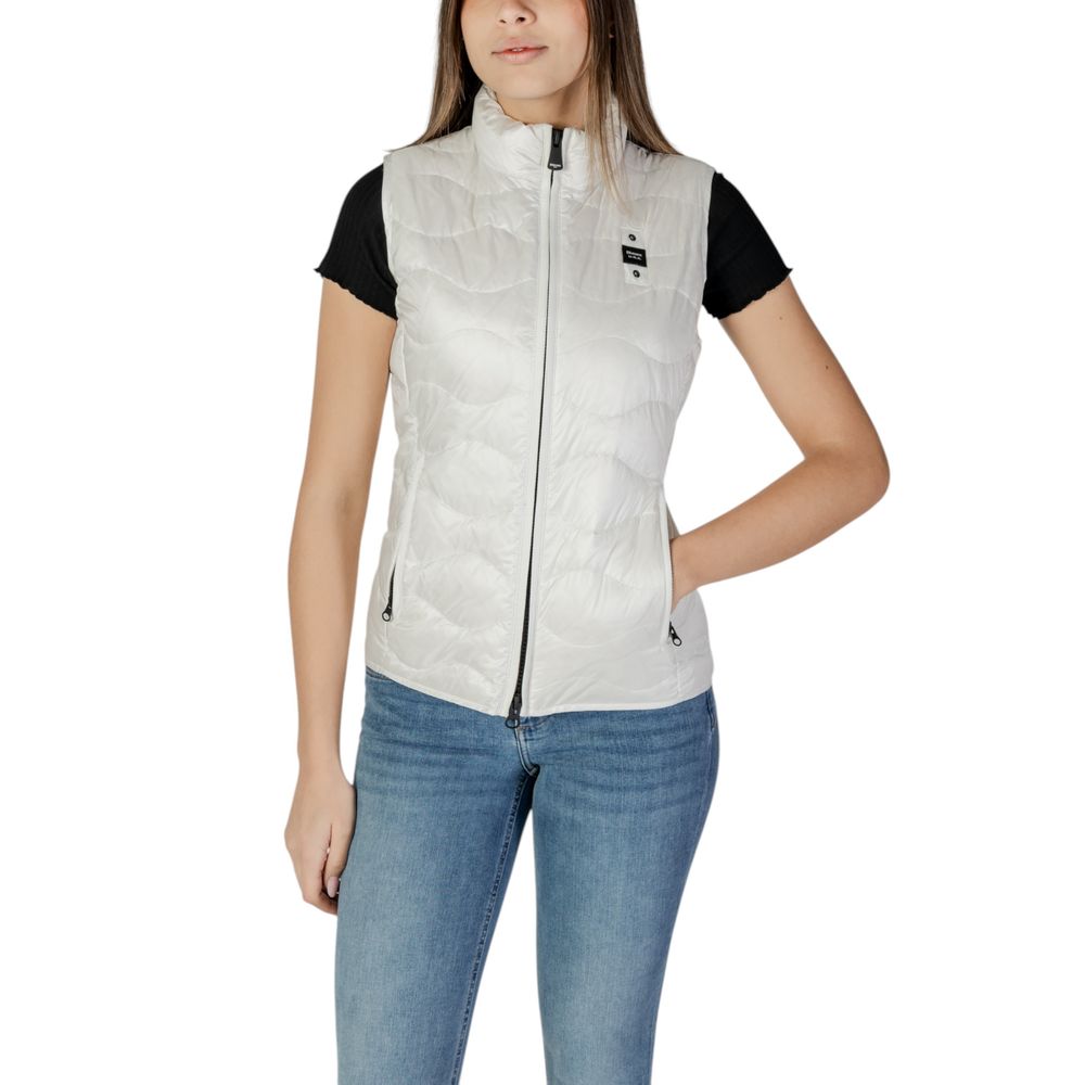 Blauer White Polyamide Sleveless Jacket - ACCEXO