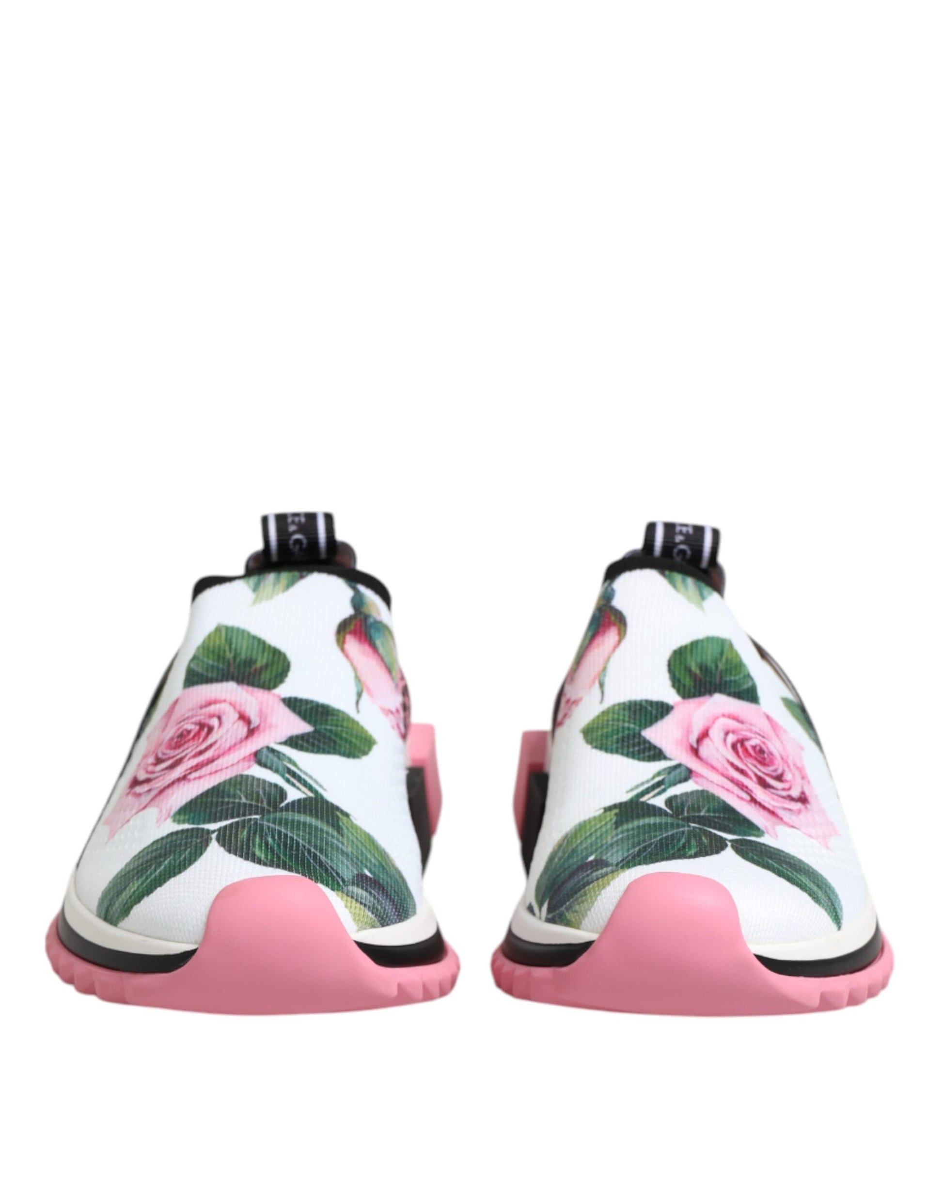 Dolce & Gabbana White Rose Print Sorrento Sneakers Shoes - ACCEXO