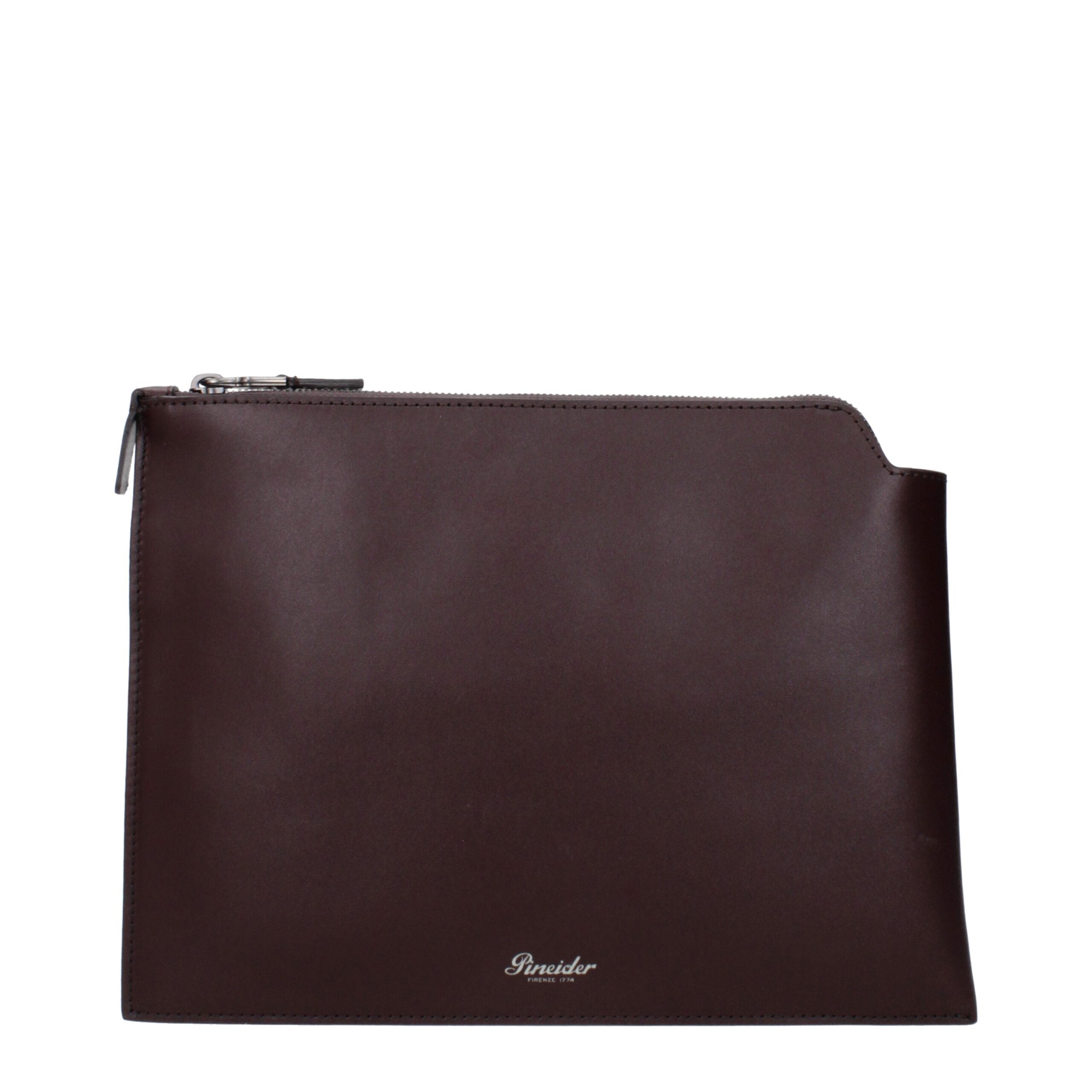 Pineider Brown Leather Clutch Bags