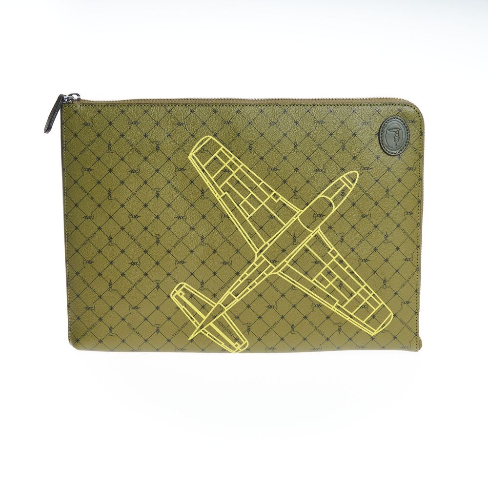 Trussardi Green Leather Clutch Bag - ACCEXO