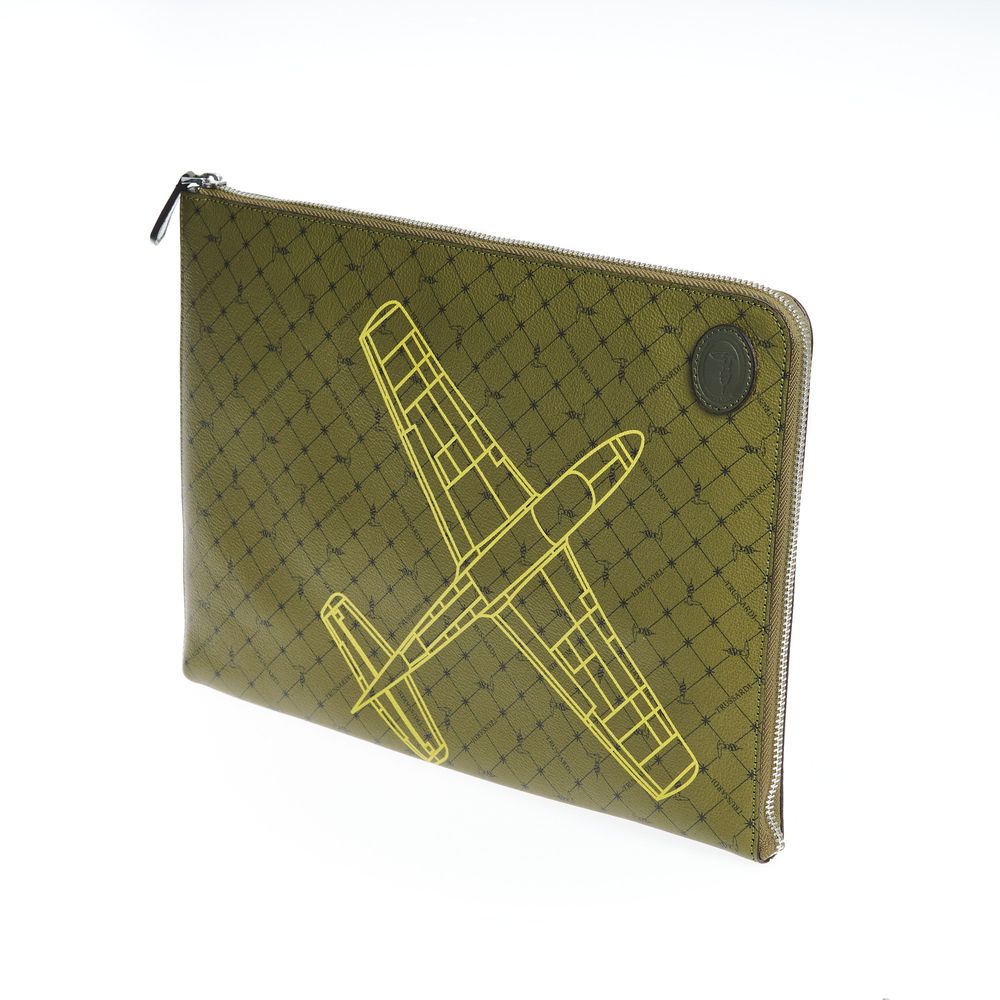 Trussardi Green Leather Clutch Bag - ACCEXO