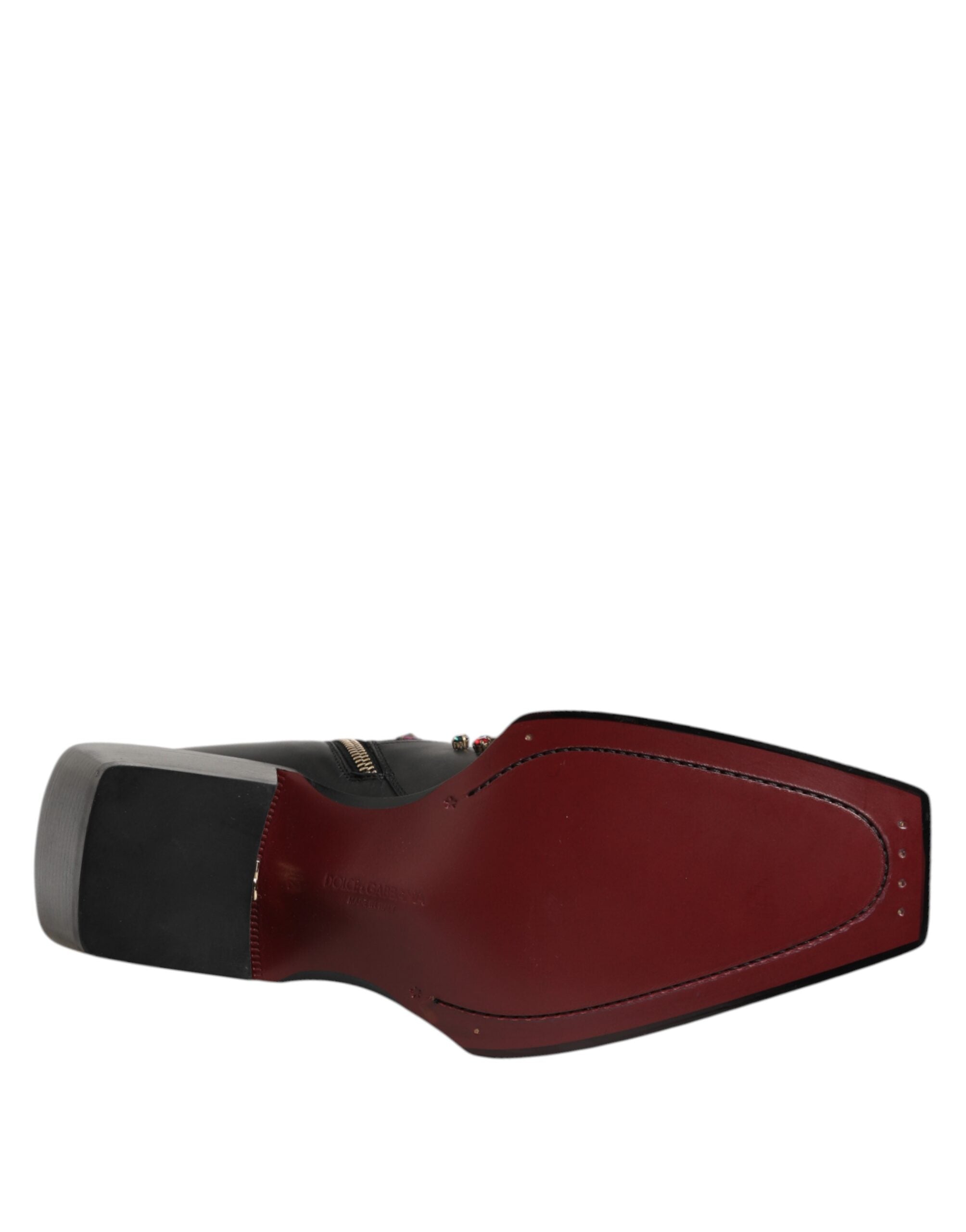 Dolce & Gabbana Black Crystal Embellished Men Short Boots Shoes - ACCEXO