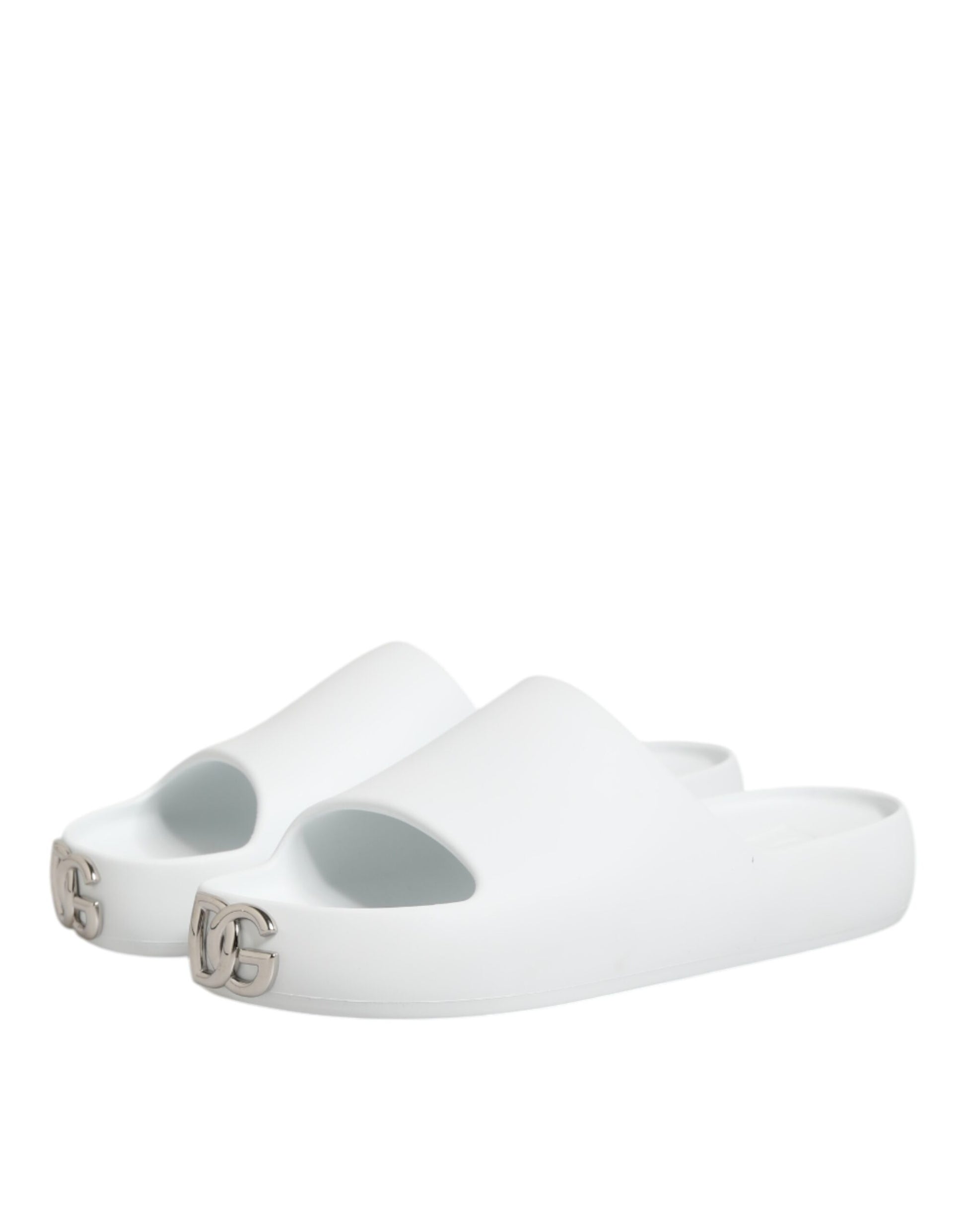 Dolce & Gabbana White Logo Slides Sandals Men Beachwear Shoes - ACCEXO