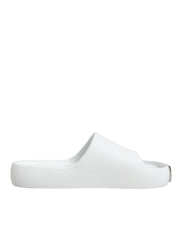Dolce & Gabbana White Logo Slides Sandals Men Beachwear Shoes - ACCEXO